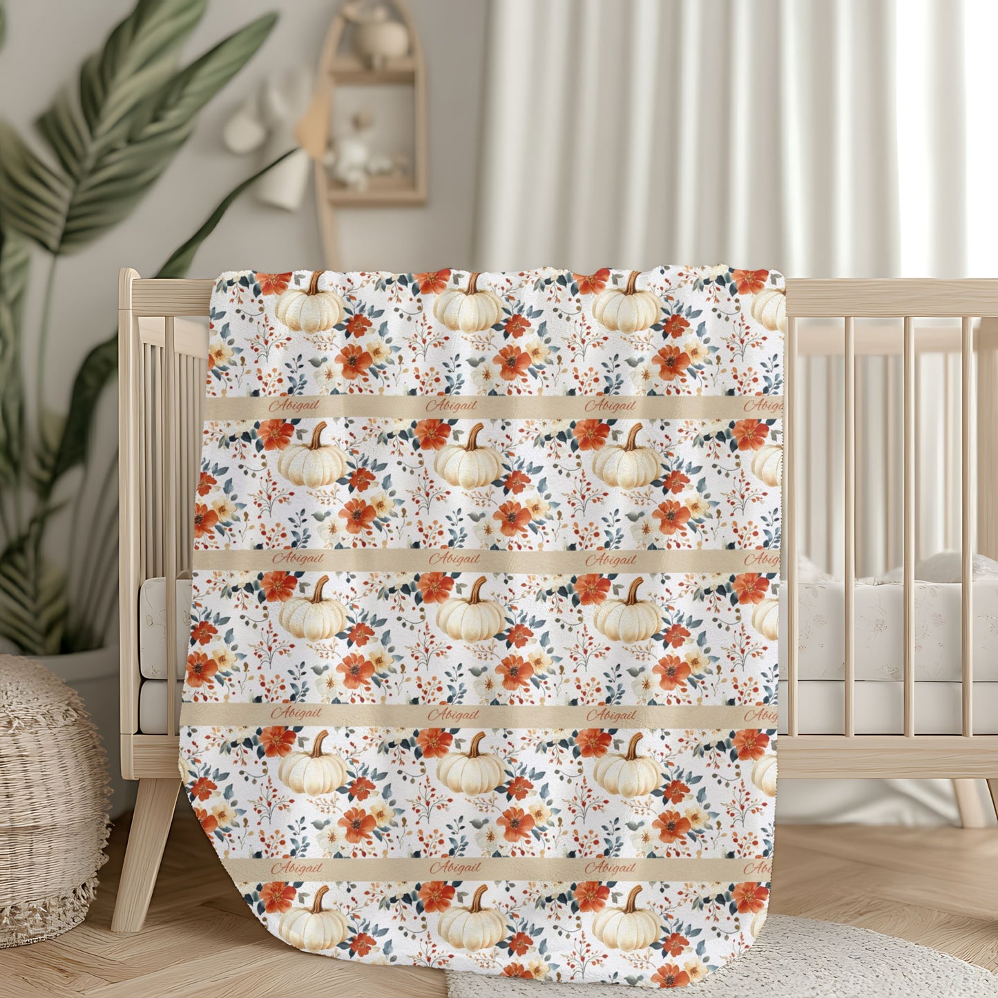 Floral Velveteen Plush Blanket - Cozy Decorative Throw for Home, Fall Decor, Gift Idea, Nursery, and Relaxation