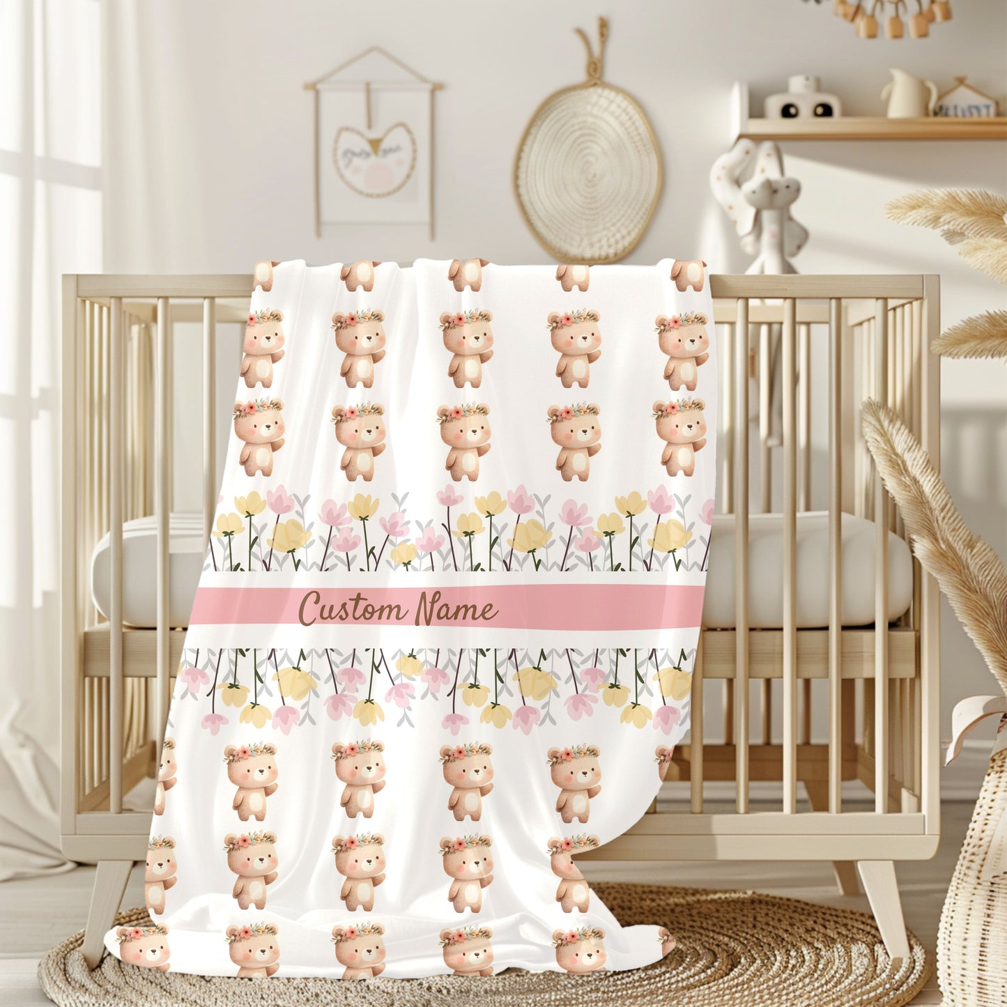 Personalized Velveteen Plush Blanket for Kids, Baby Shower Gift, Nursery Decor, Cozy Throw, Custom Name Blanket