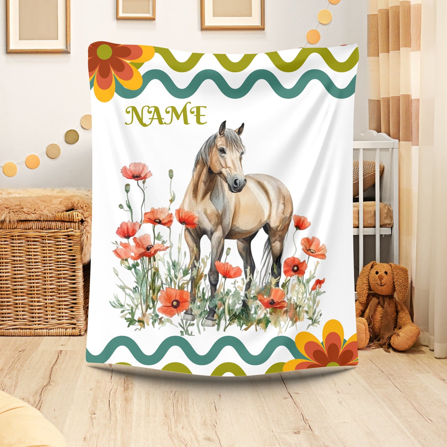 Personalized Horse-Themed Velveteen Plush Blanket, Cozy Throw for Horse Lovers, Warm Gift for Birthdays, Home Decor, Kids' Room