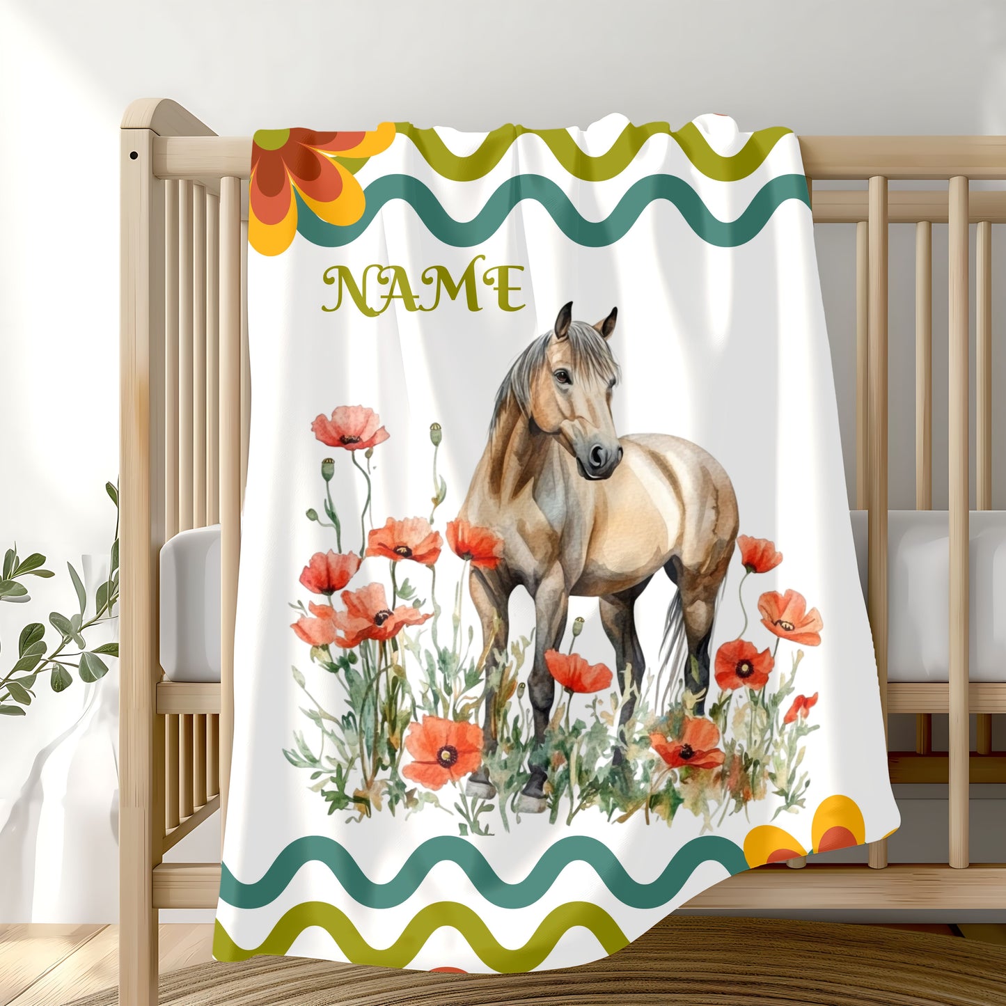 Personalized Horse-Themed Velveteen Plush Blanket, Cozy Throw for Horse Lovers, Warm Gift for Birthdays, Home Decor, Kids' Room