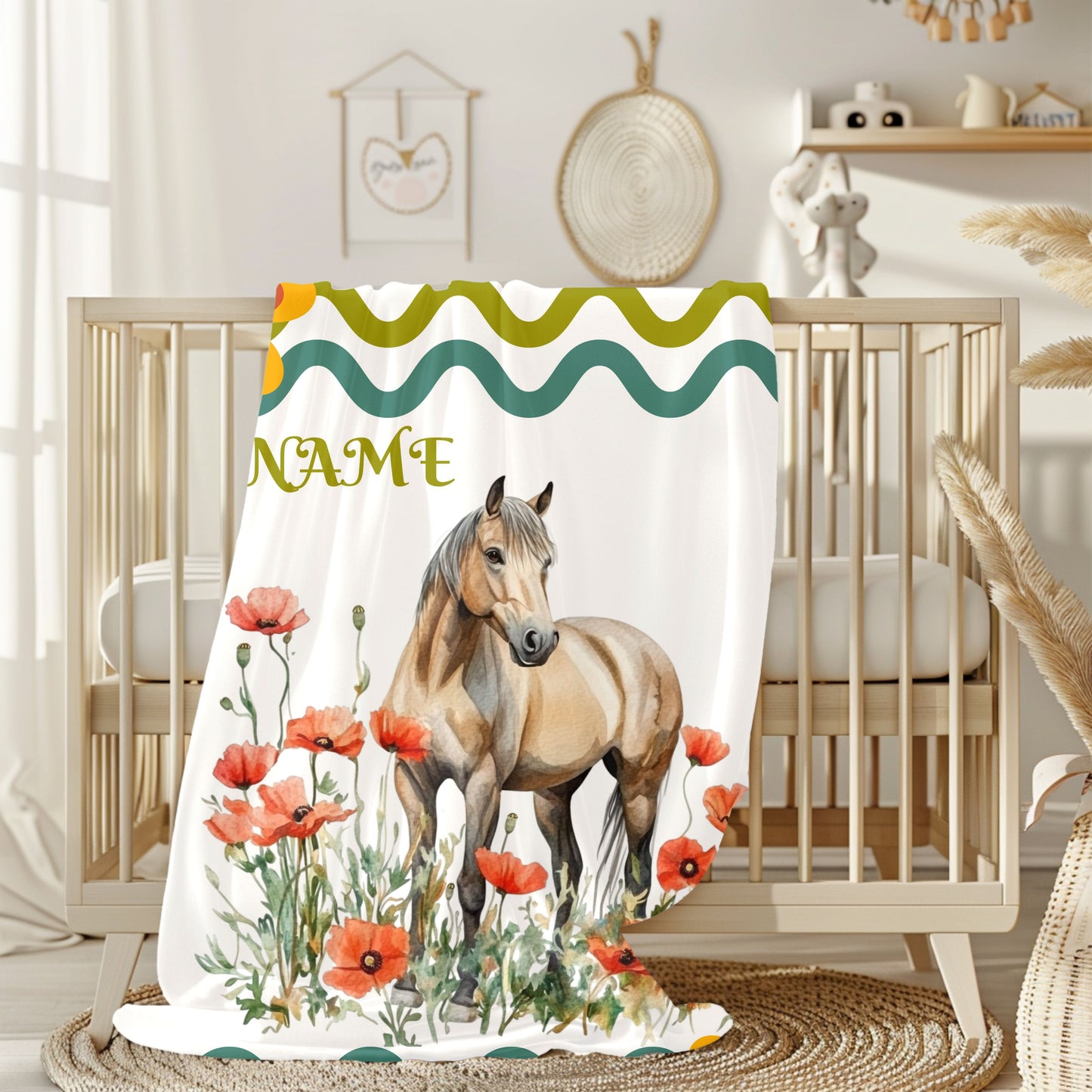 Personalized Horse-Themed Velveteen Plush Blanket, Cozy Throw for Horse Lovers, Warm Gift for Birthdays, Home Decor, Kids' Room
