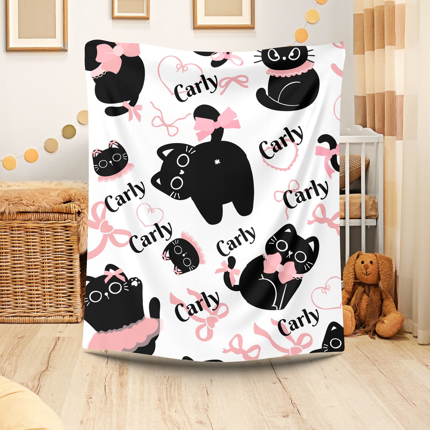 Cuddly Cat-Themed Velveteen Plush Blanket | Cozy Cat Lover Gift, Cute Home Decor, Birthday, Cat-Themed Decor, Soft Throw Blanket