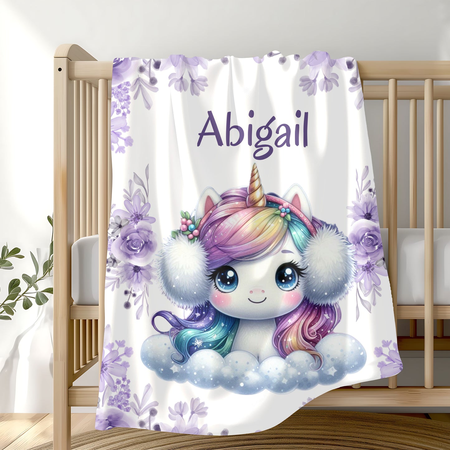 Personalized Unicorn Plush Blanket, Cozy Comfort for Kids, Custom Name Gift, Soft Throw Blanket, Perfect for Birthdays & Baby Showers