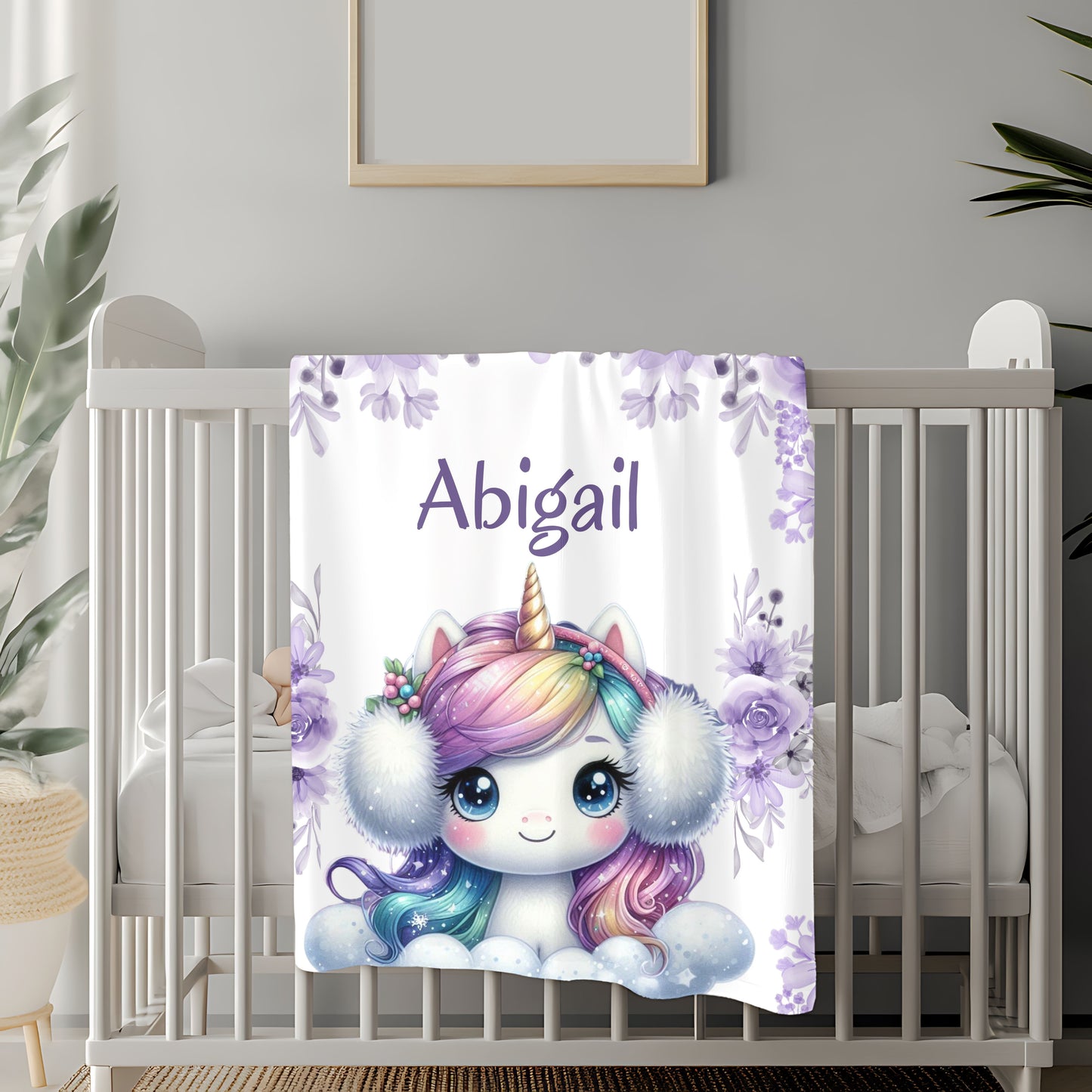 Personalized Unicorn Plush Blanket, Cozy Comfort for Kids, Custom Name Gift, Soft Throw Blanket, Perfect for Birthdays & Baby Showers