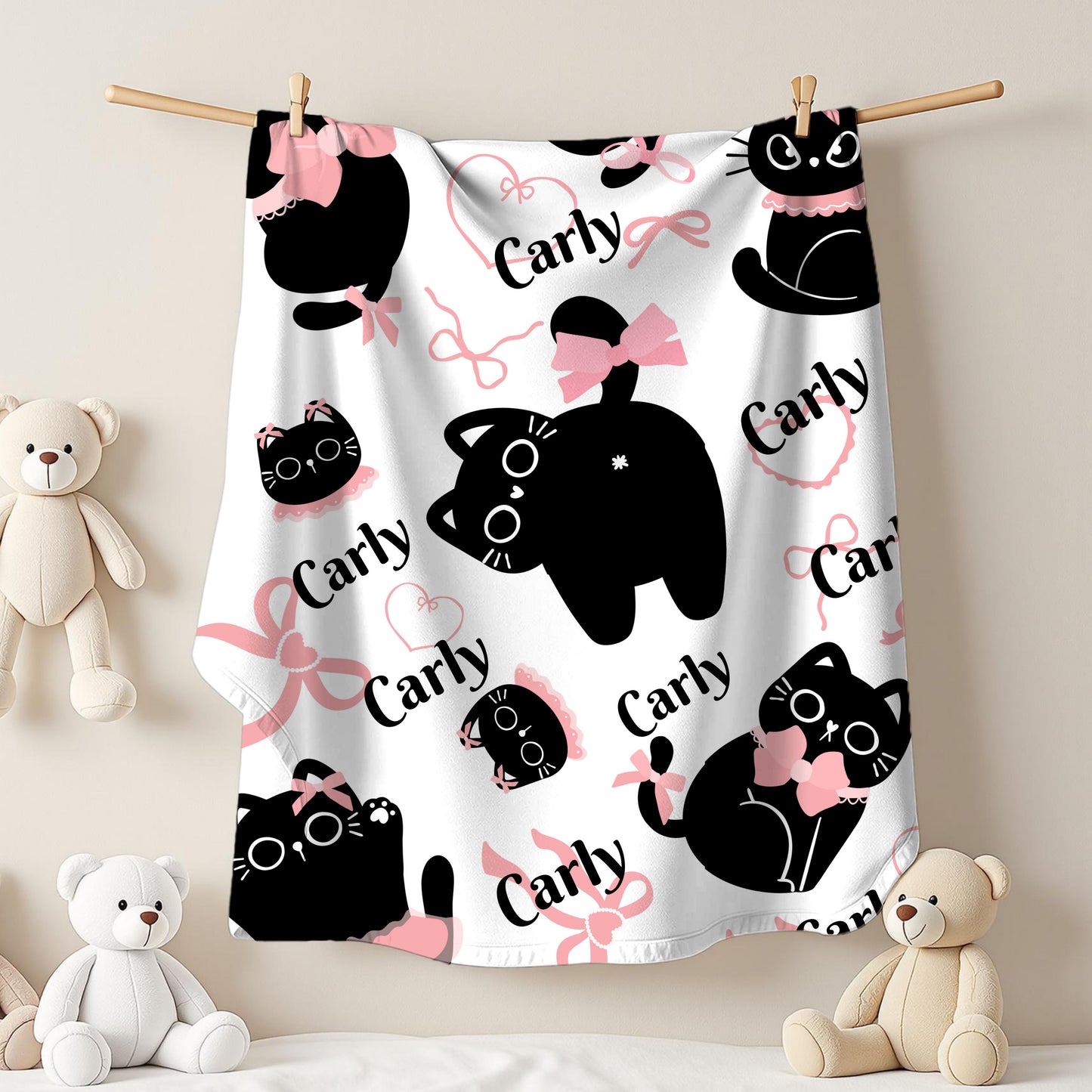Cuddly Cat-Themed Velveteen Plush Blanket | Cozy Cat Lover Gift, Cute Home Decor, Birthday, Cat-Themed Decor, Soft Throw Blanket