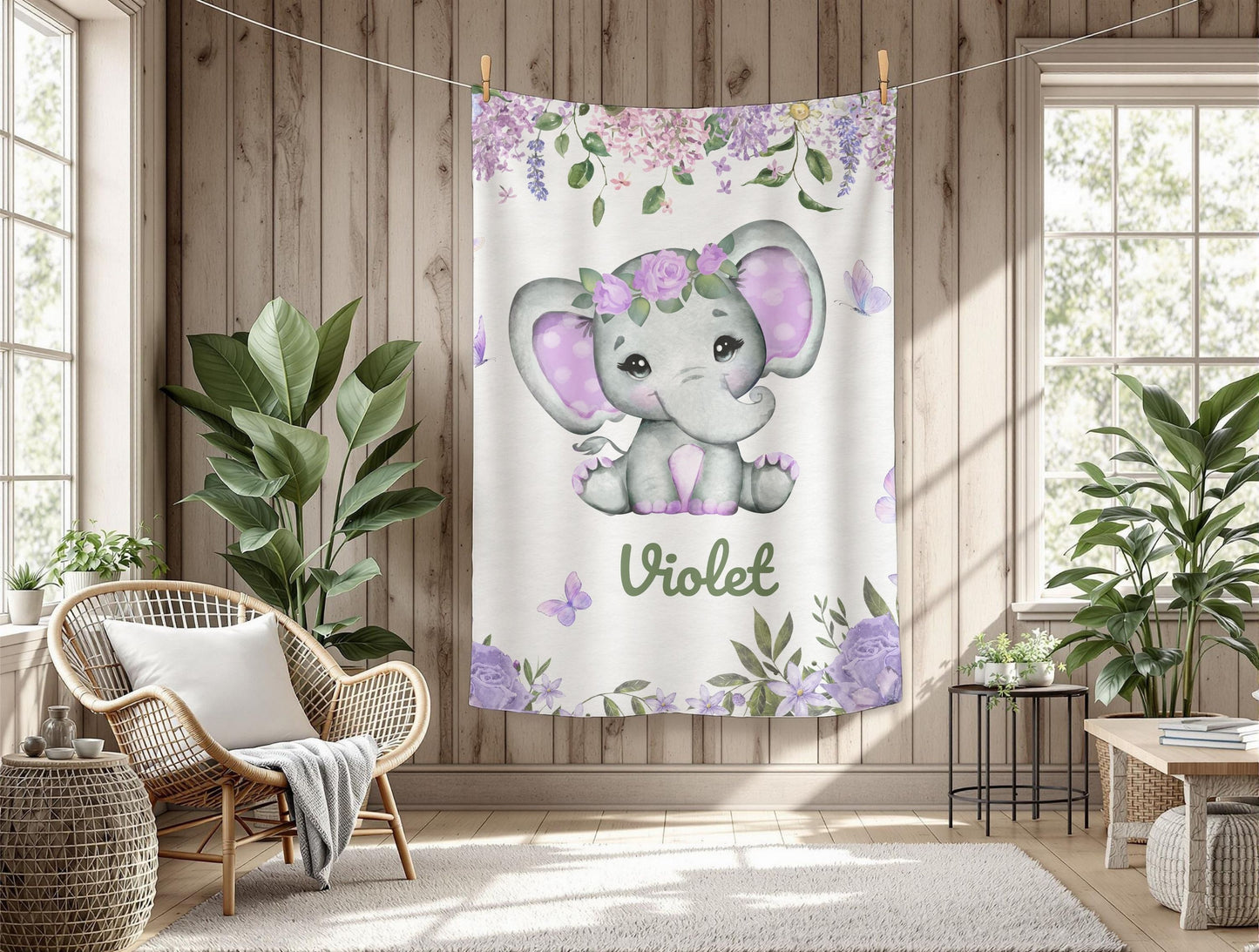 Adorable Elephant Plush Blanket for Kids, Personalized Baby Blanket, Nursery Decor, Soft Comfy Gifts, Toddler Comforter