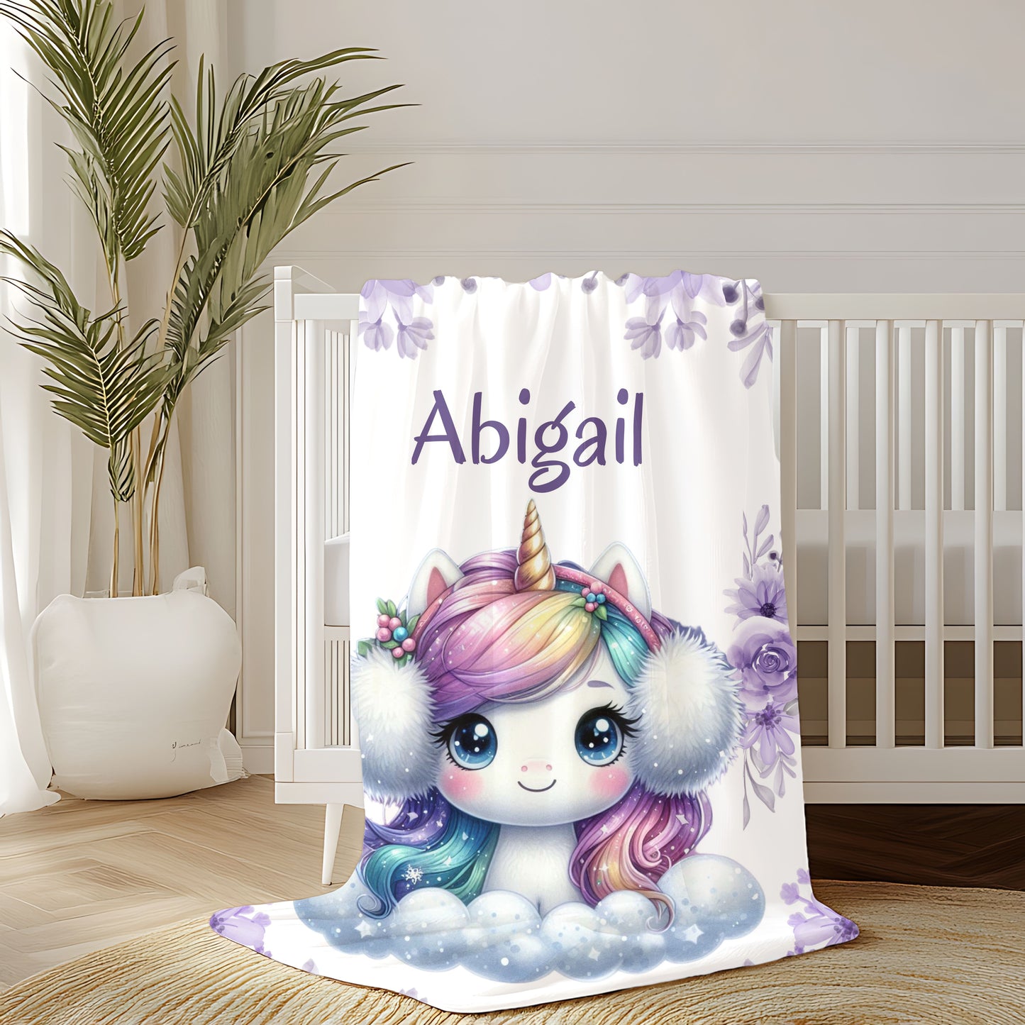 Personalized Unicorn Plush Blanket, Cozy Comfort for Kids, Custom Name Gift, Soft Throw Blanket, Perfect for Birthdays & Baby Showers