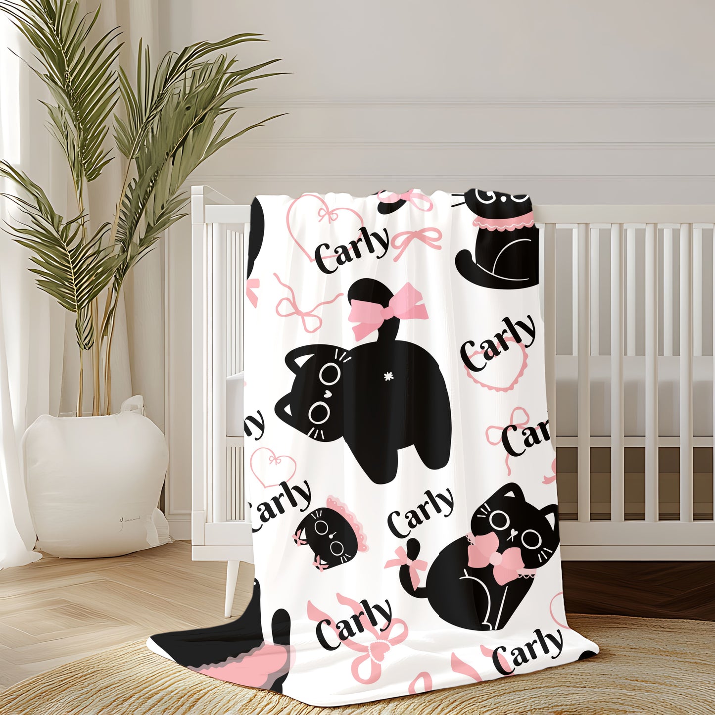 Cuddly Cat-Themed Velveteen Plush Blanket | Cozy Cat Lover Gift, Cute Home Decor, Birthday, Cat-Themed Decor, Soft Throw Blanket