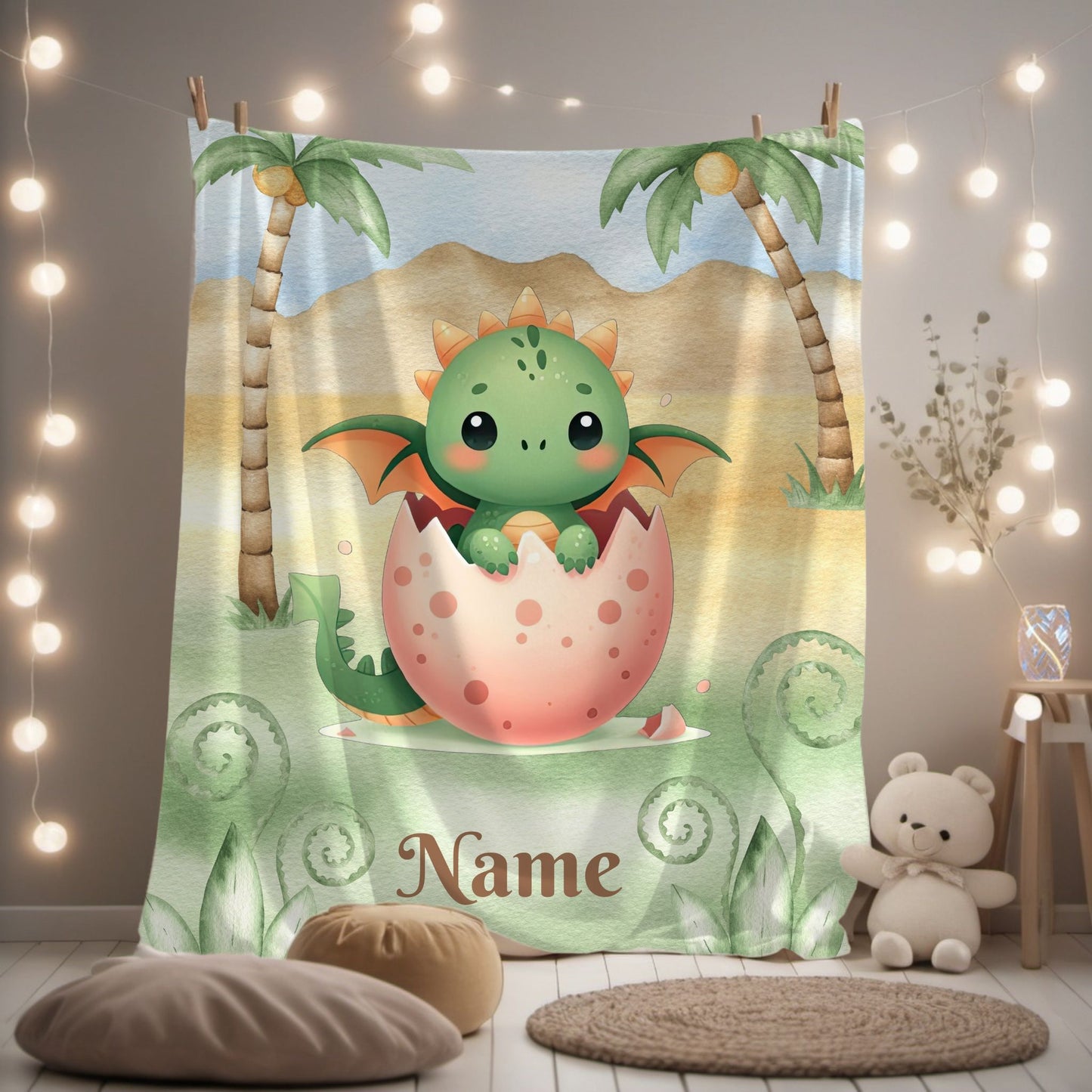 Custom Dragon Plush Blanket, Cozy Child's Blanket, Baby Shower Gift, Nursery Decor, Personalized Blanket, Soft Velveteen