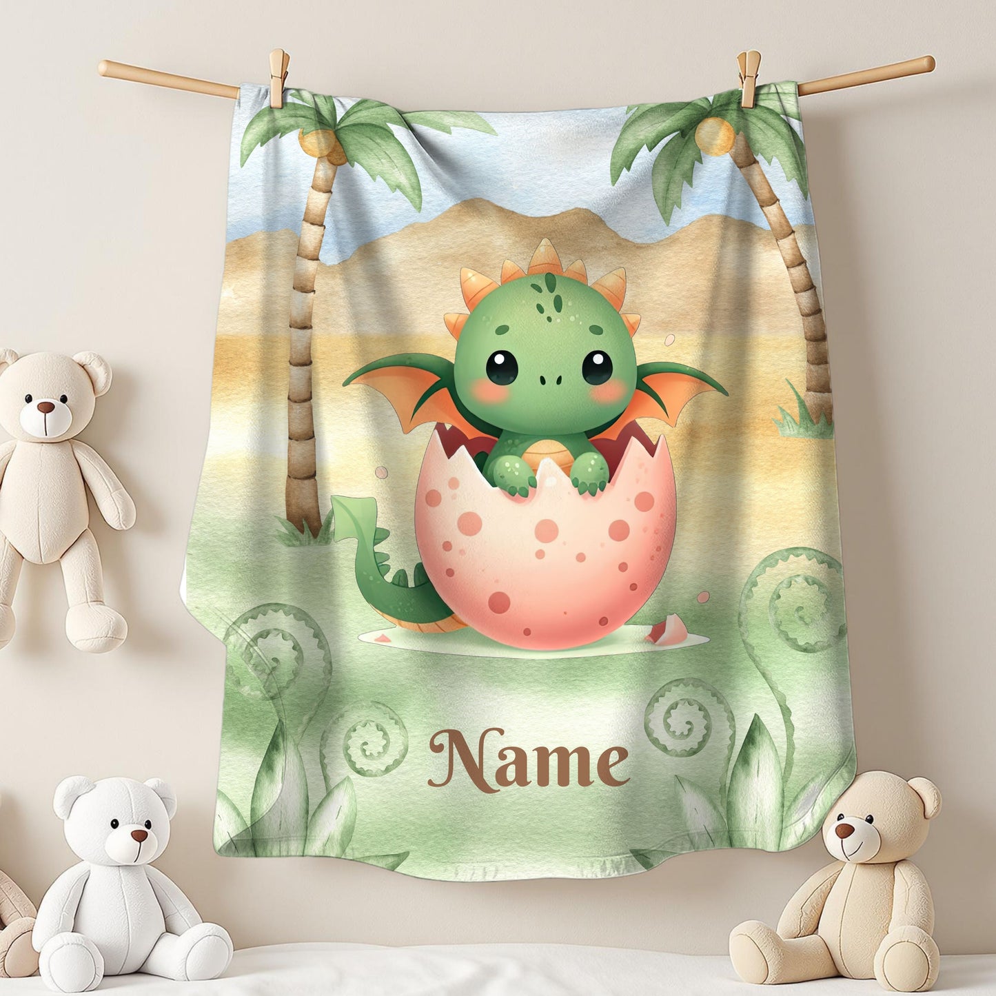 Custom Dragon Plush Blanket, Cozy Child's Blanket, Baby Shower Gift, Nursery Decor, Personalized Blanket, Soft Velveteen