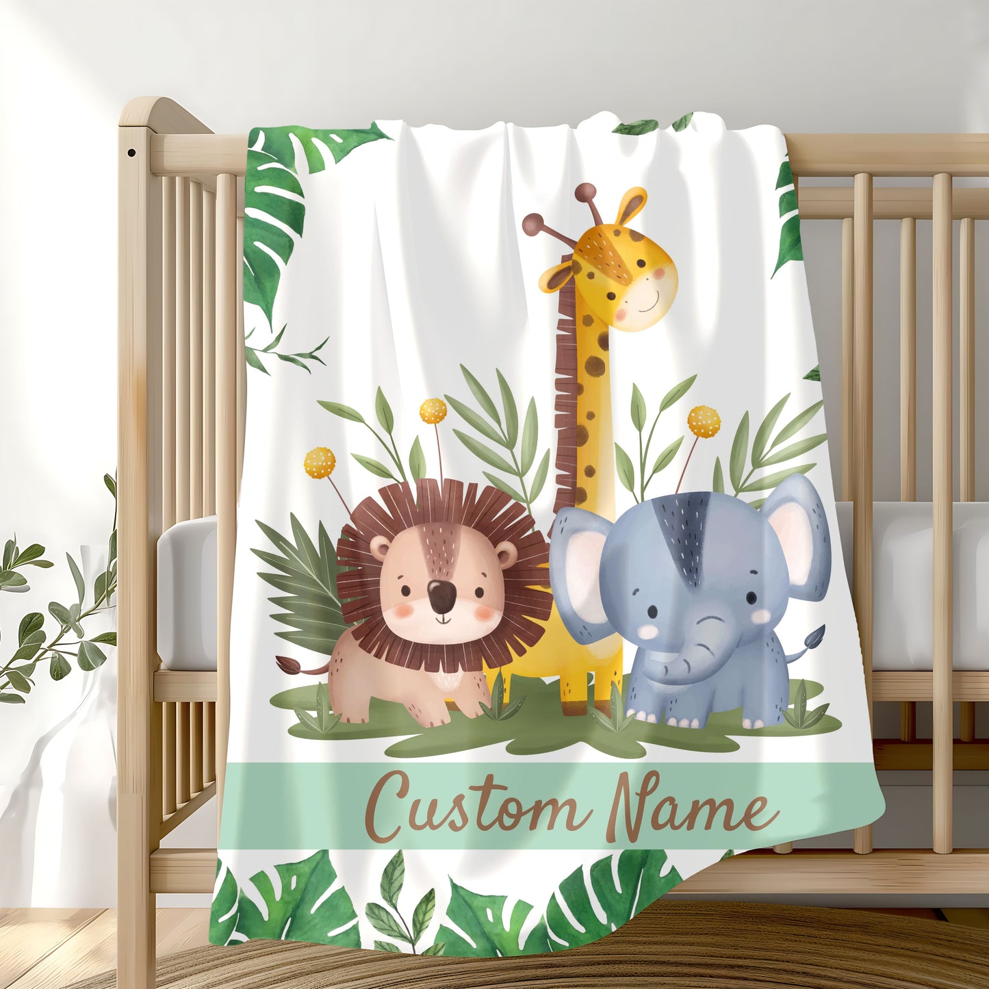 Custom Velveteen Plush Blanket for Kids, Personalized Baby Gifts, Nursery Decor, Soft Animal Theme, Perfect for Baby Showers