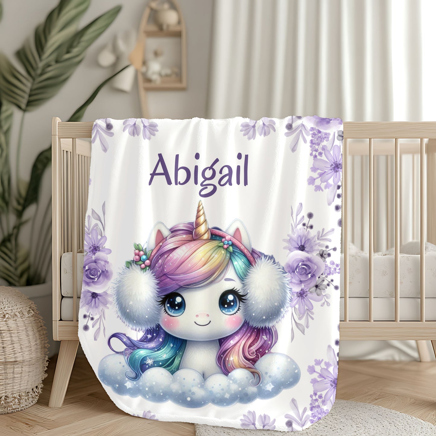 Personalized Unicorn Plush Blanket, Cozy Comfort for Kids, Custom Name Gift, Soft Throw Blanket, Perfect for Birthdays & Baby Showers