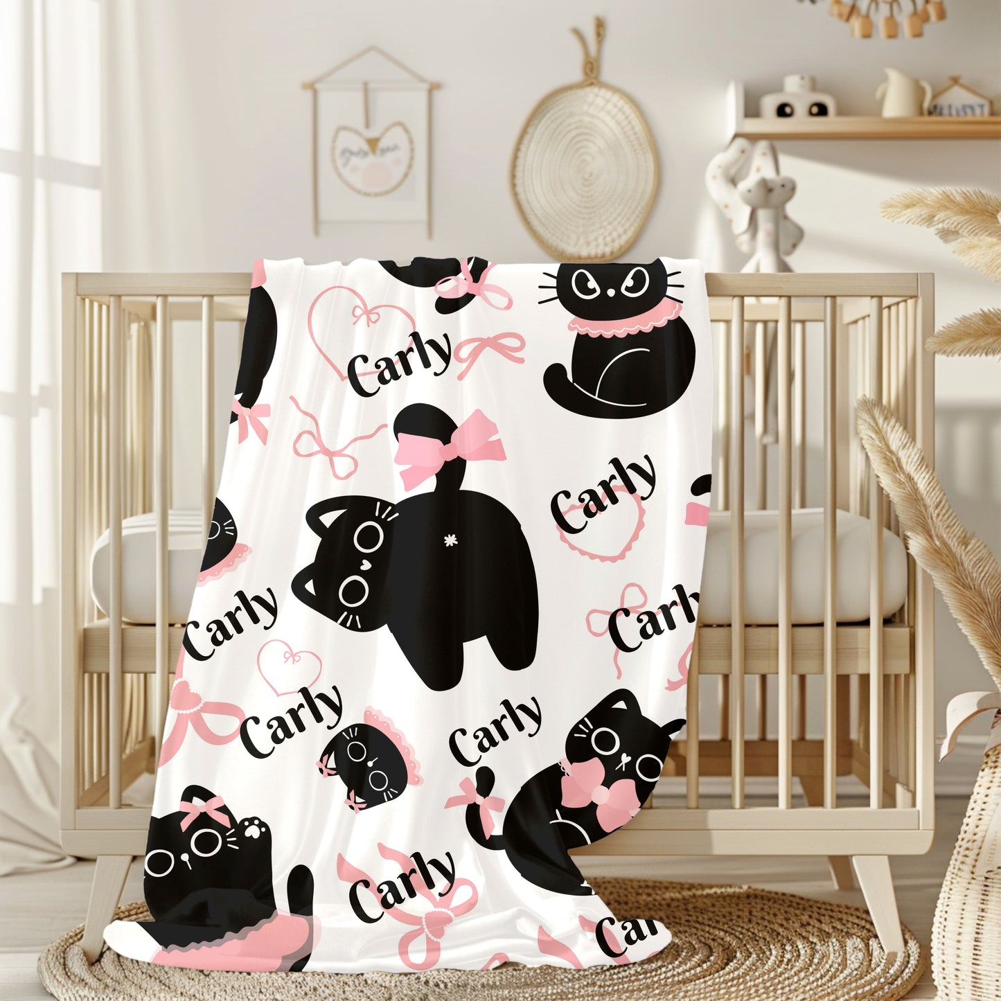Cuddly Cat-Themed Velveteen Plush Blanket | Cozy Cat Lover Gift, Cute Home Decor, Birthday, Cat-Themed Decor, Soft Throw Blanket