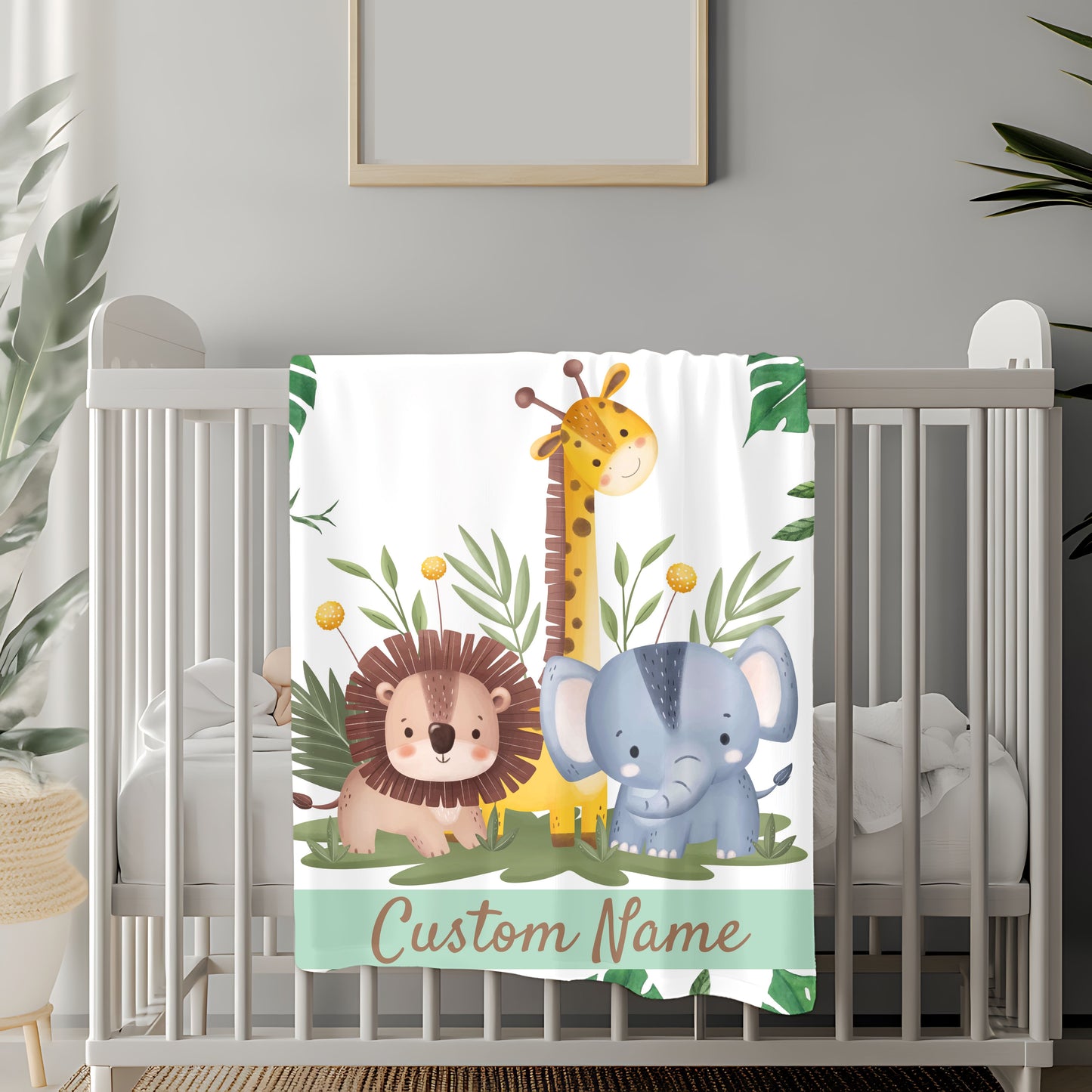 Custom Velveteen Plush Blanket for Kids, Personalized Baby Gifts, Nursery Decor, Soft Animal Theme, Perfect for Baby Showers