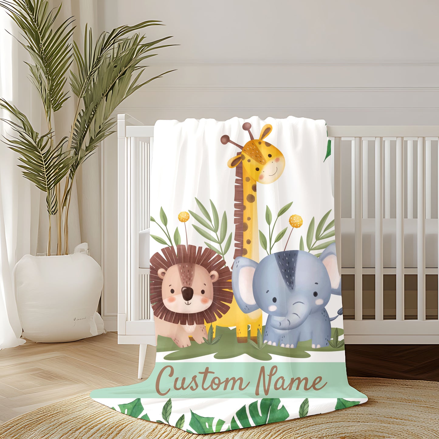 Custom Velveteen Plush Blanket for Kids, Personalized Baby Gifts, Nursery Decor, Soft Animal Theme, Perfect for Baby Showers