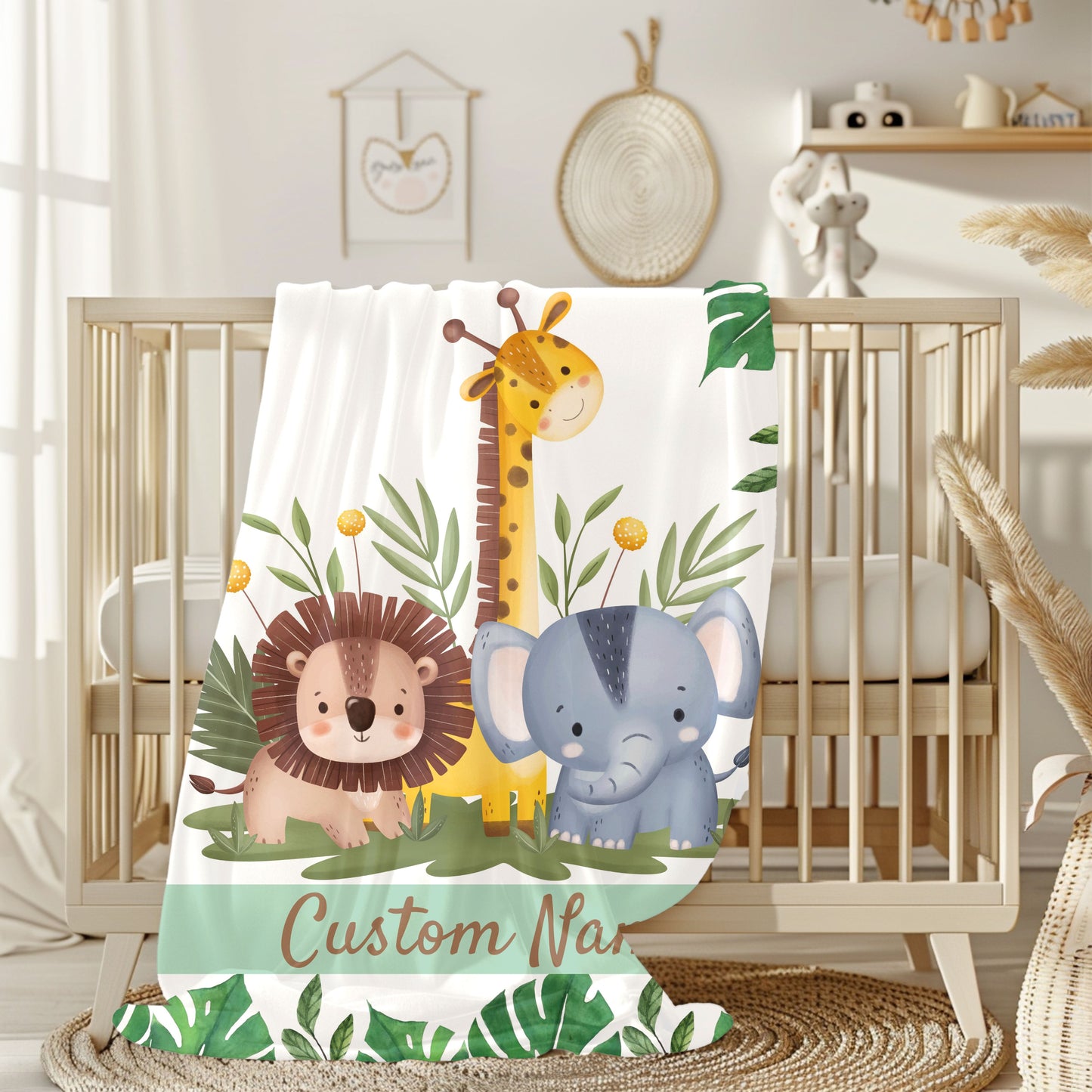 Custom Velveteen Plush Blanket for Kids, Personalized Baby Gifts, Nursery Decor, Soft Animal Theme, Perfect for Baby Showers