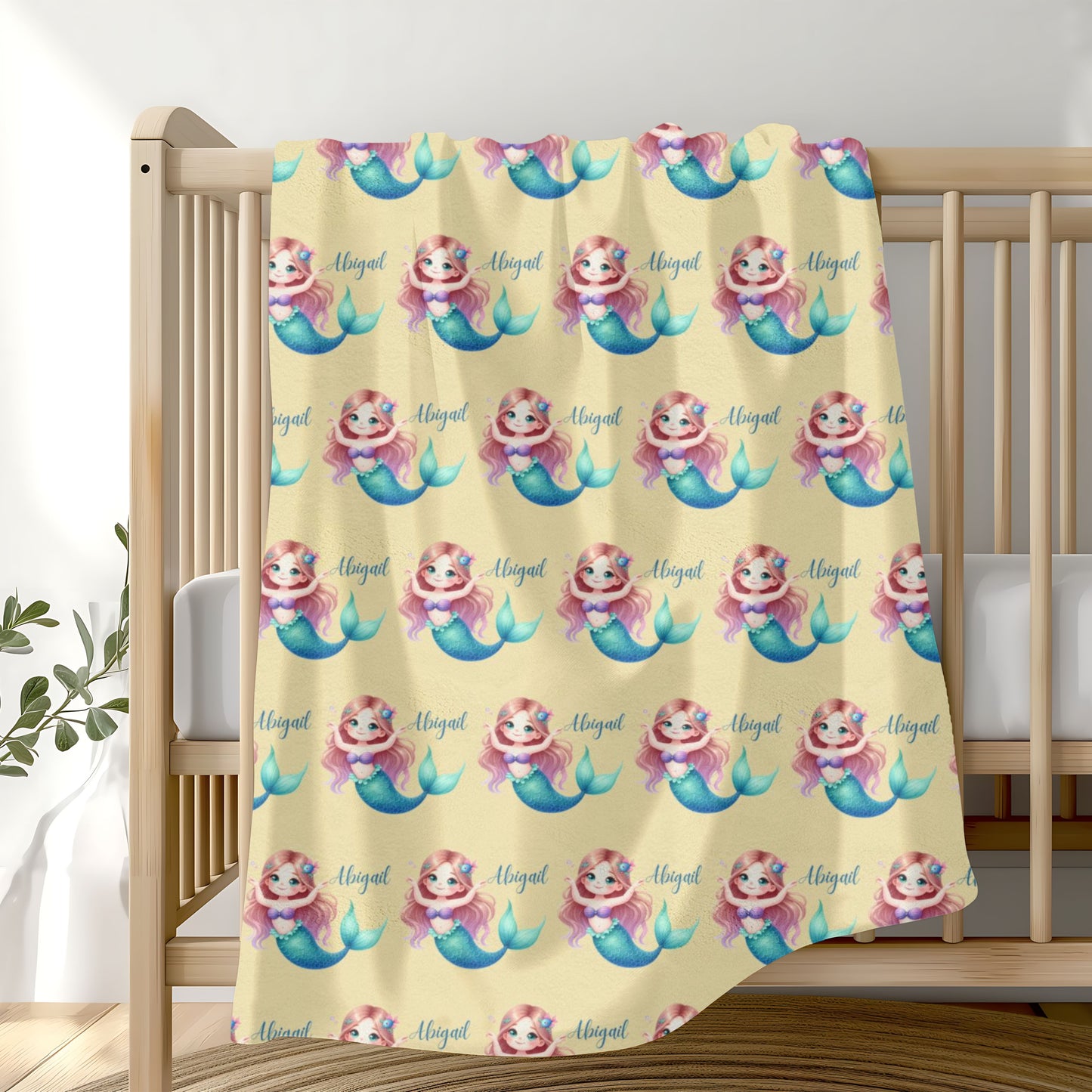 Mermaid Dreams Plush Blanket | Cozy Throw, Kids Bedroom Decor, Gift for Girls, Nursery Bedding, Cute Home Accent
