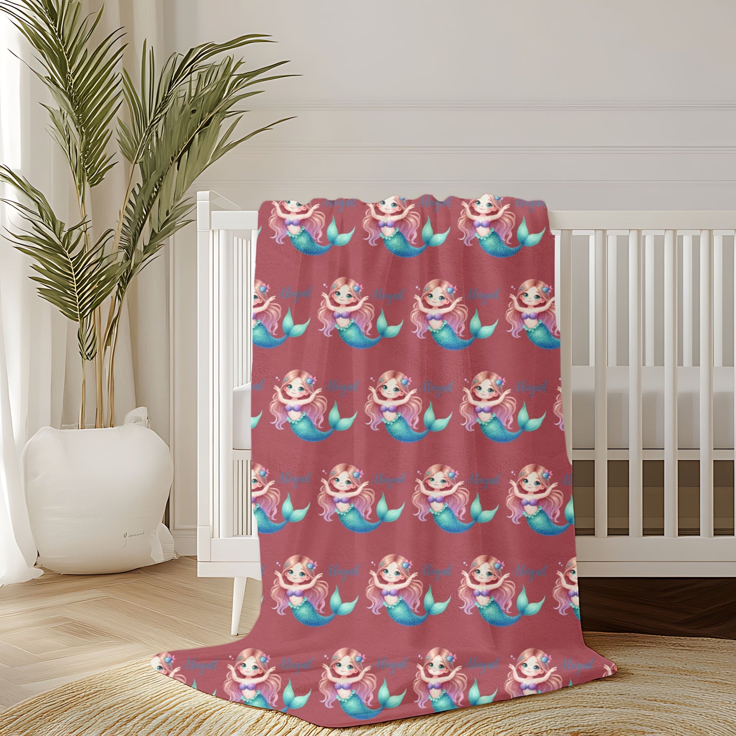Mermaid Dreams Plush Blanket | Cozy Throw, Kids Bedroom Decor, Gift for Girls, Nursery Bedding, Cute Home Accent
