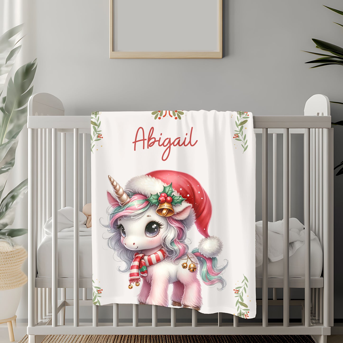 Personalized Unicorn Plush Blanket | Cozy Gift for Kids | Holiday Decor | Soft Throw | Child's Room Decoration, Unique Christmas Gift