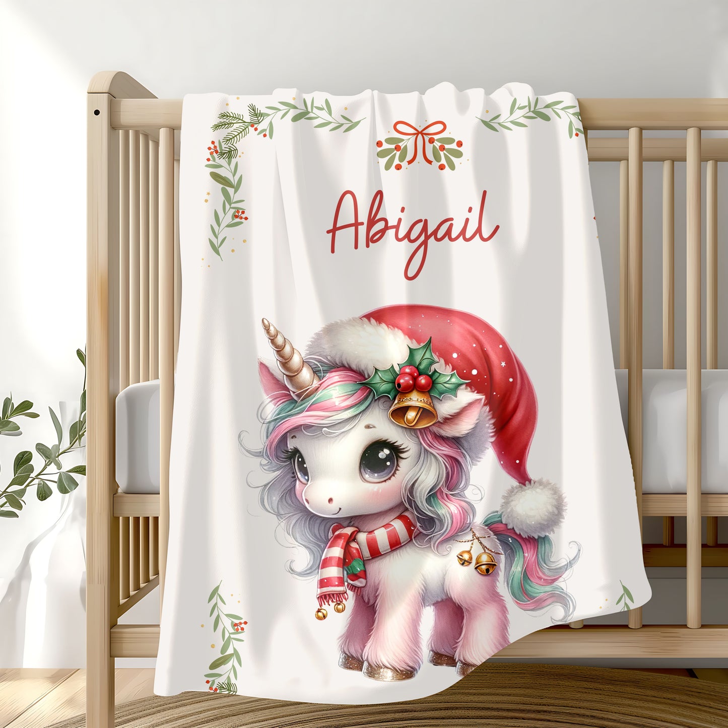 Personalized Unicorn Plush Blanket | Cozy Gift for Kids | Holiday Decor | Soft Throw | Child's Room Decoration, Unique Christmas Gift