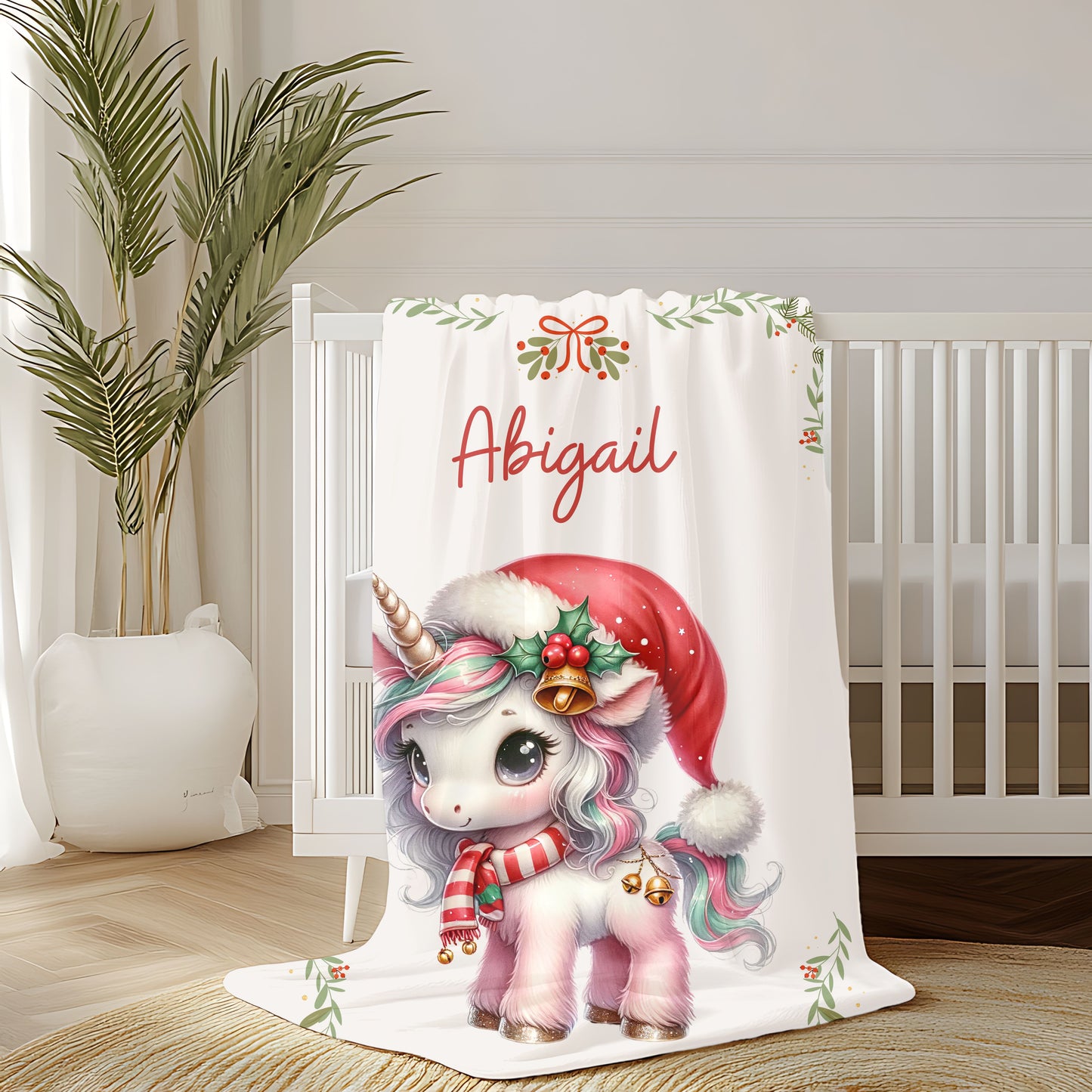 Personalized Unicorn Plush Blanket | Cozy Gift for Kids | Holiday Decor | Soft Throw | Child's Room Decoration, Unique Christmas Gift