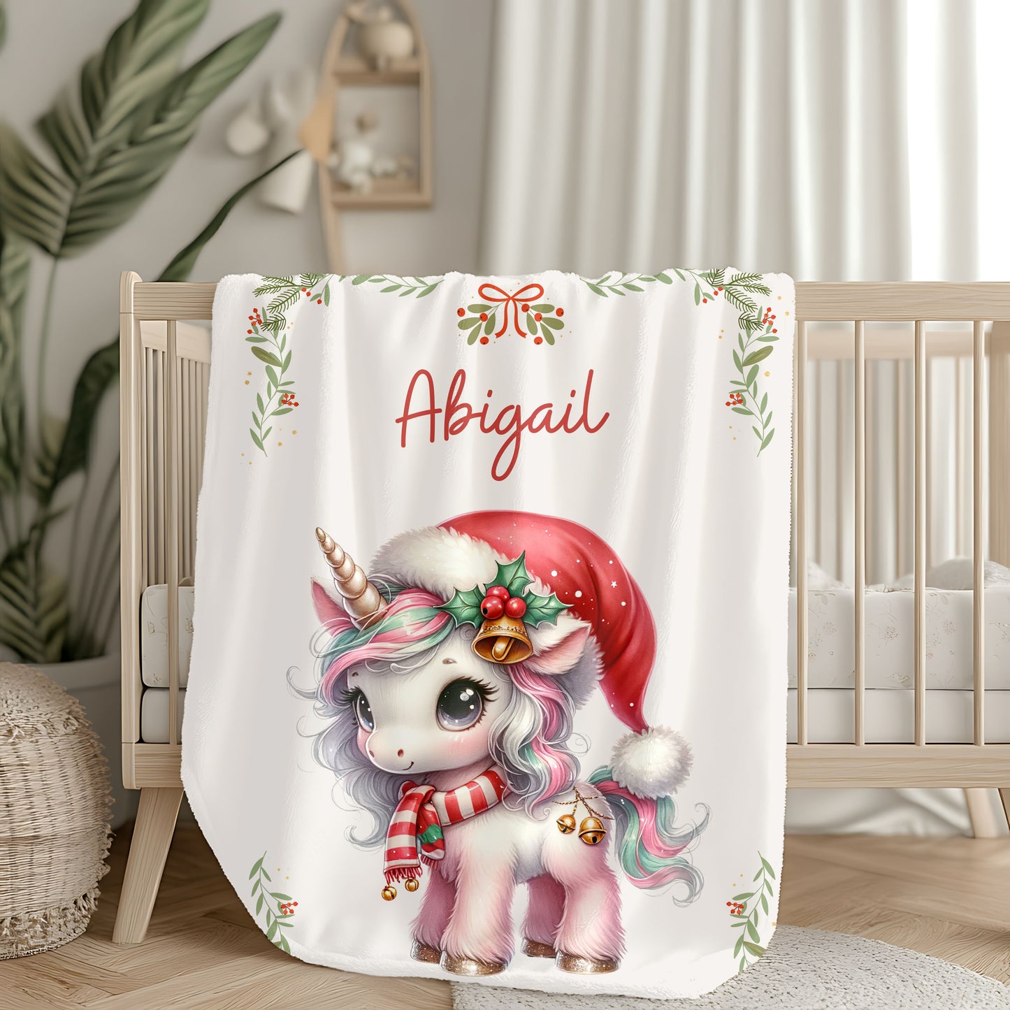 Personalized Unicorn Plush Blanket | Cozy Gift for Kids | Holiday Decor | Soft Throw | Child's Room Decoration, Unique Christmas Gift