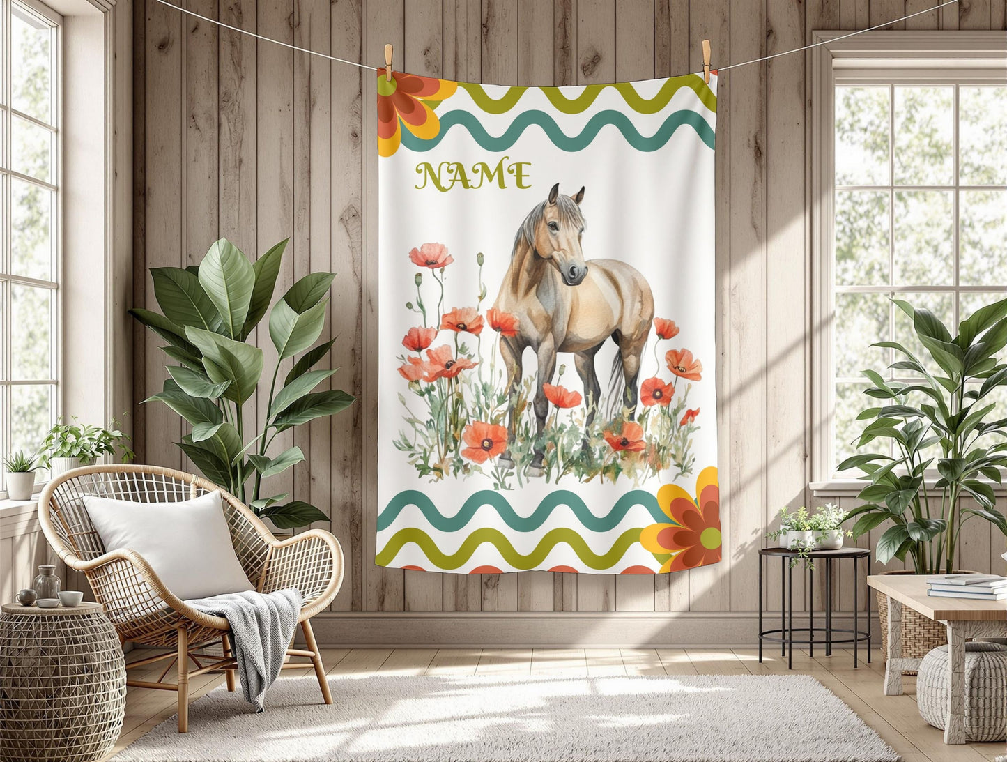 Personalized Horse-Themed Velveteen Plush Blanket, Cozy Throw for Horse Lovers, Warm Gift for Birthdays, Home Decor, Kids' Room