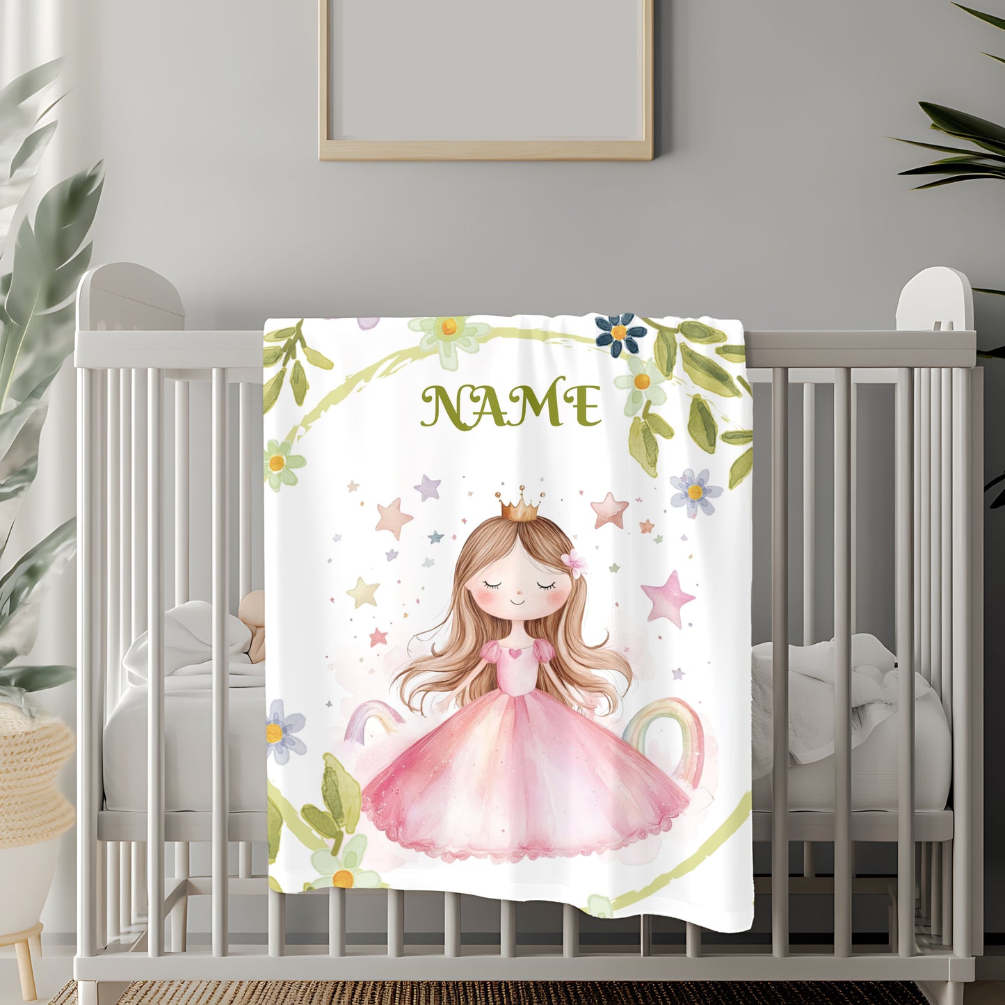 Personalized Princess Velveteen Plush Blanket, Cozy Gift for Kids, Nursery Decor, Birthday, Children's Gift, Custom Name Blanket