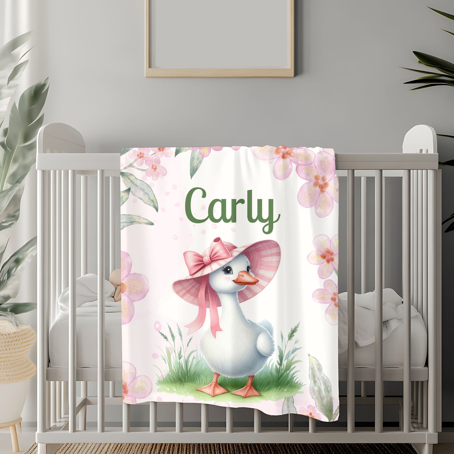 Personalized Velveteen Plush Blanket with Floral Design, Cozy Home Decor, Baby Shower Gift, Unique Gift for Kids