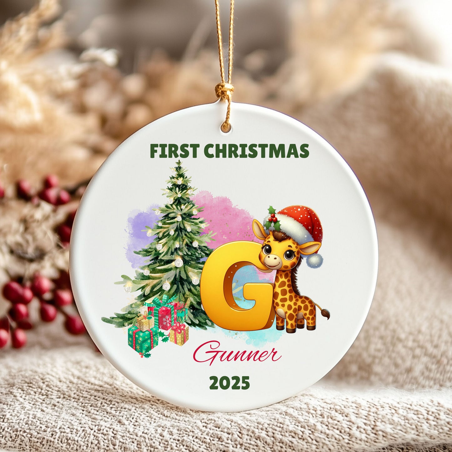 Personalized First Christmas Ornament, Custom Family Ornament, Holiday Decor, Gift for Baby's First Christmas, Unique Christmas Keepsake