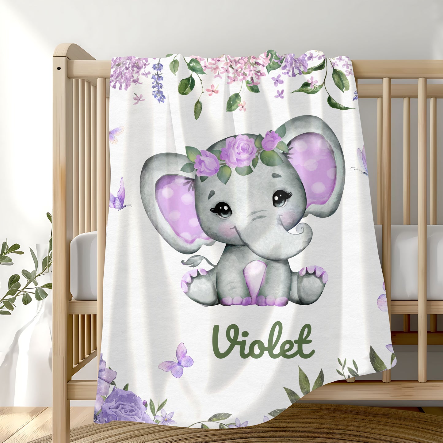 Adorable Elephant Plush Blanket for Kids, Personalized Baby Blanket, Nursery Decor, Soft Comfy Gifts, Toddler Comforter