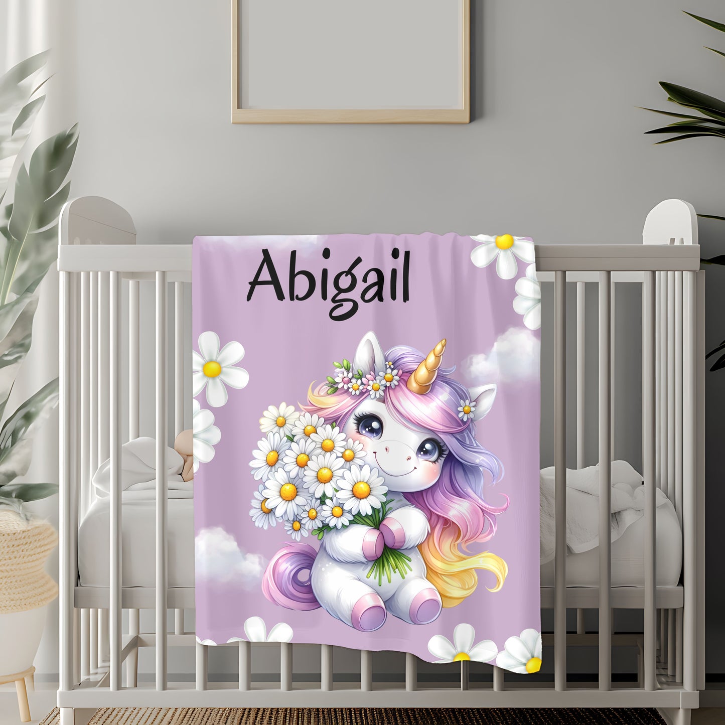 Personalized Unicorn Velveteen Plush Blanket | Soft Kids Gift, Nursery Decor, Cozy Throw, Birthday Present, Baby Shower