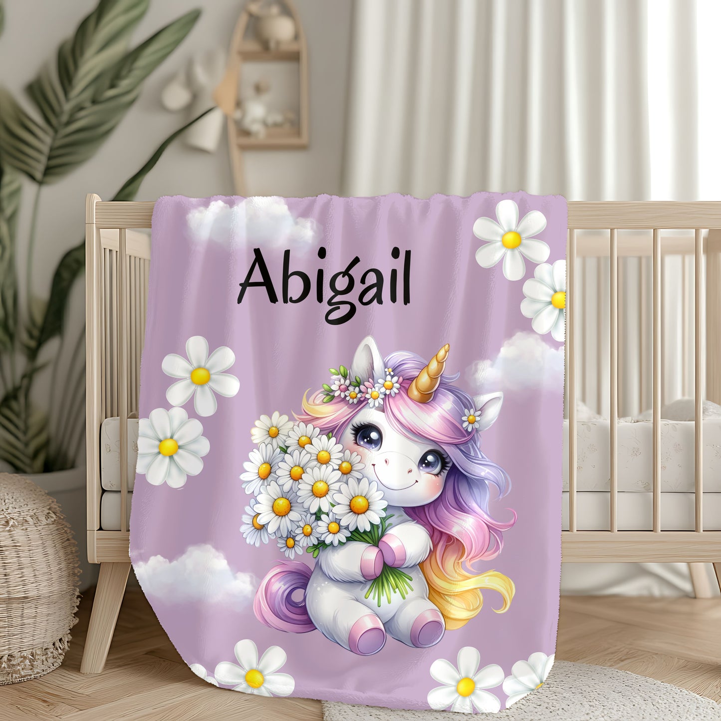 Personalized Unicorn Velveteen Plush Blanket | Soft Kids Gift, Nursery Decor, Cozy Throw, Birthday Present, Baby Shower