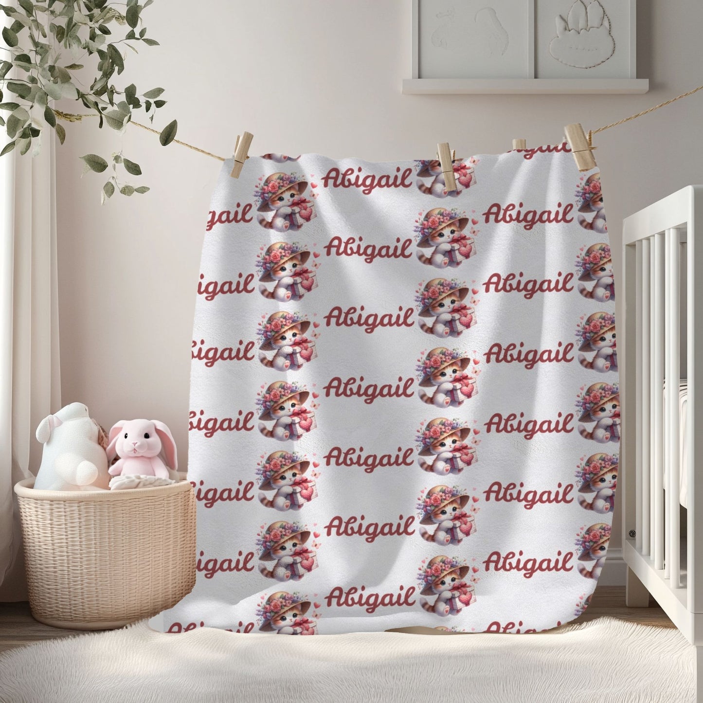 Personalized Velveteen Plush Blanket, Custom Name Throw, Cozy Home Decor, Gift for Kids, Nursery, Soft Blanket