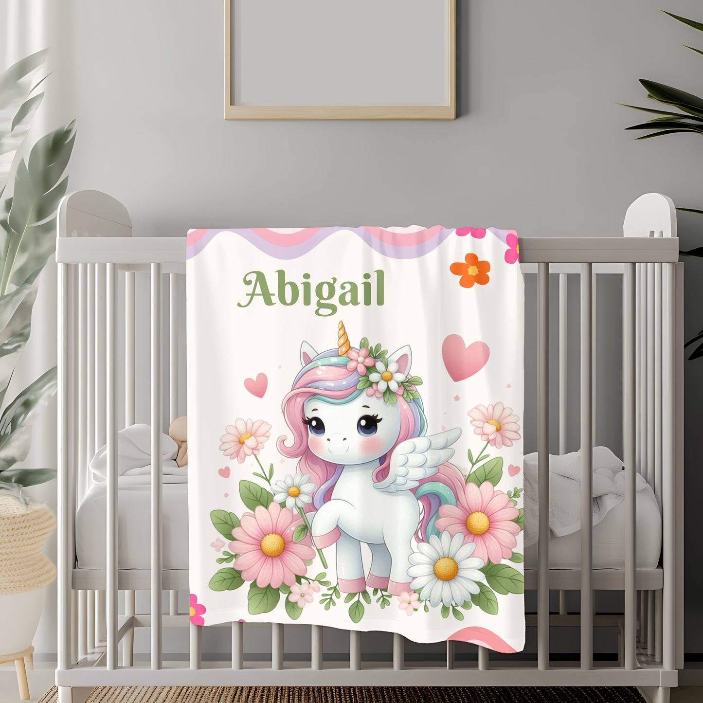Personalized Unicorn Velveteen Plush Blanket, Cozy Kids Gift, Magical Nursery Decor, Cute Baby Blanket, Birthday and Holiday Present