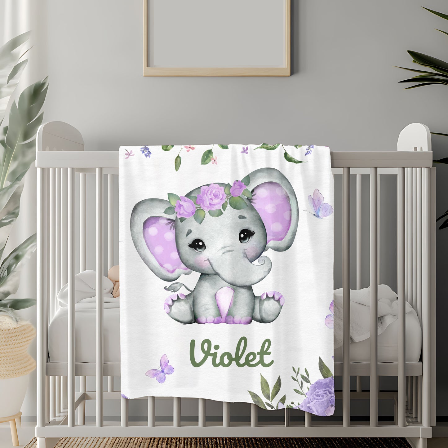 Adorable Elephant Plush Blanket for Kids, Personalized Baby Blanket, Nursery Decor, Soft Comfy Gifts, Toddler Comforter