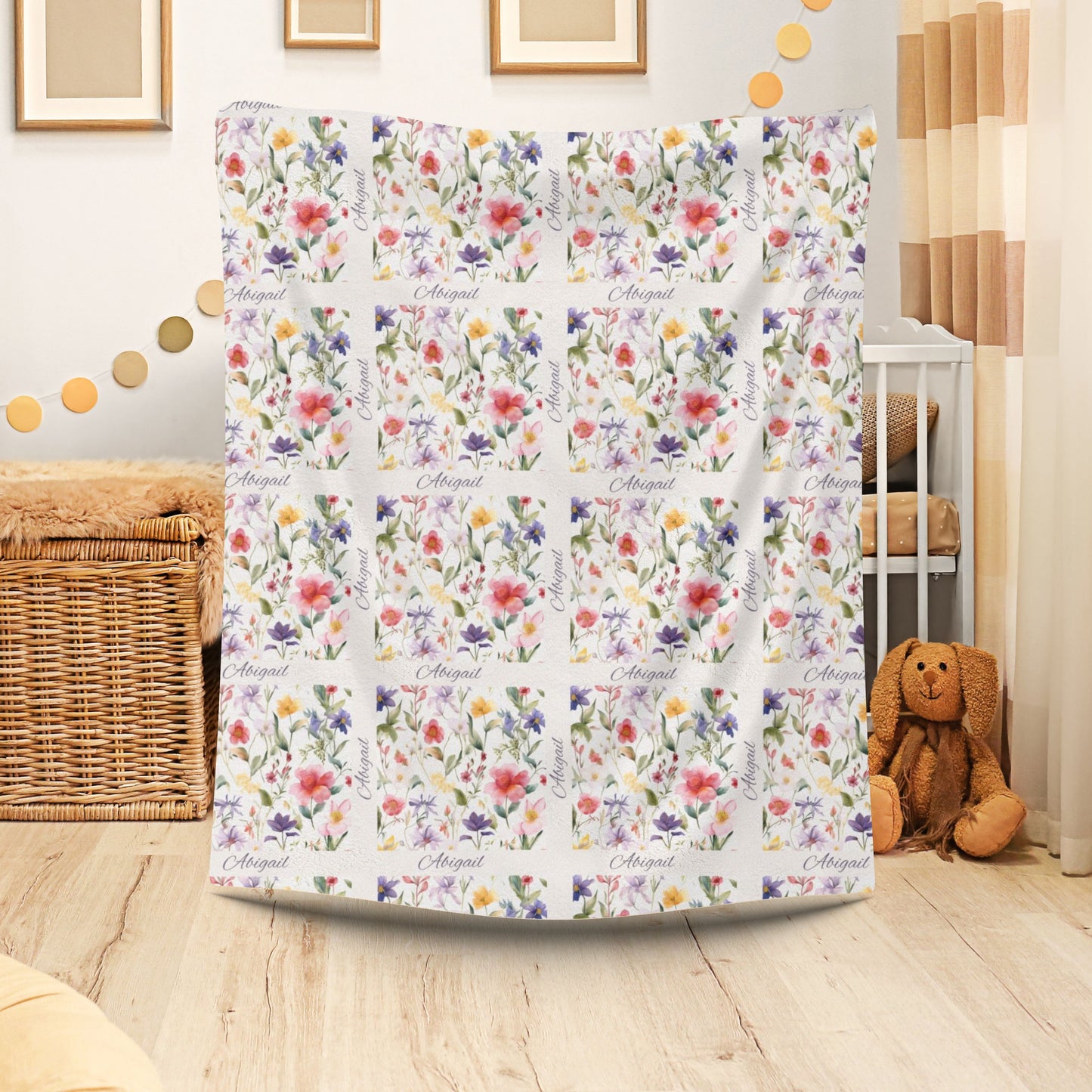 Floral Velveteen Plush Blanket - Cozy Decor for Home, Gift for Her, Wedding Present, Soft Touch for Kids, Spring Decor