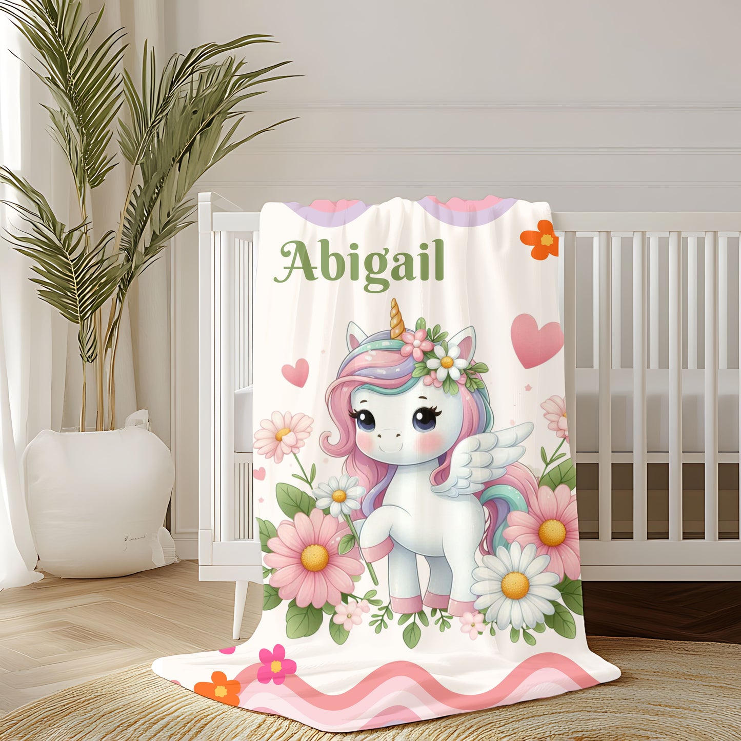 Personalized Unicorn Velveteen Plush Blanket, Cozy Kids Gift, Magical Nursery Decor, Cute Baby Blanket, Birthday and Holiday Present