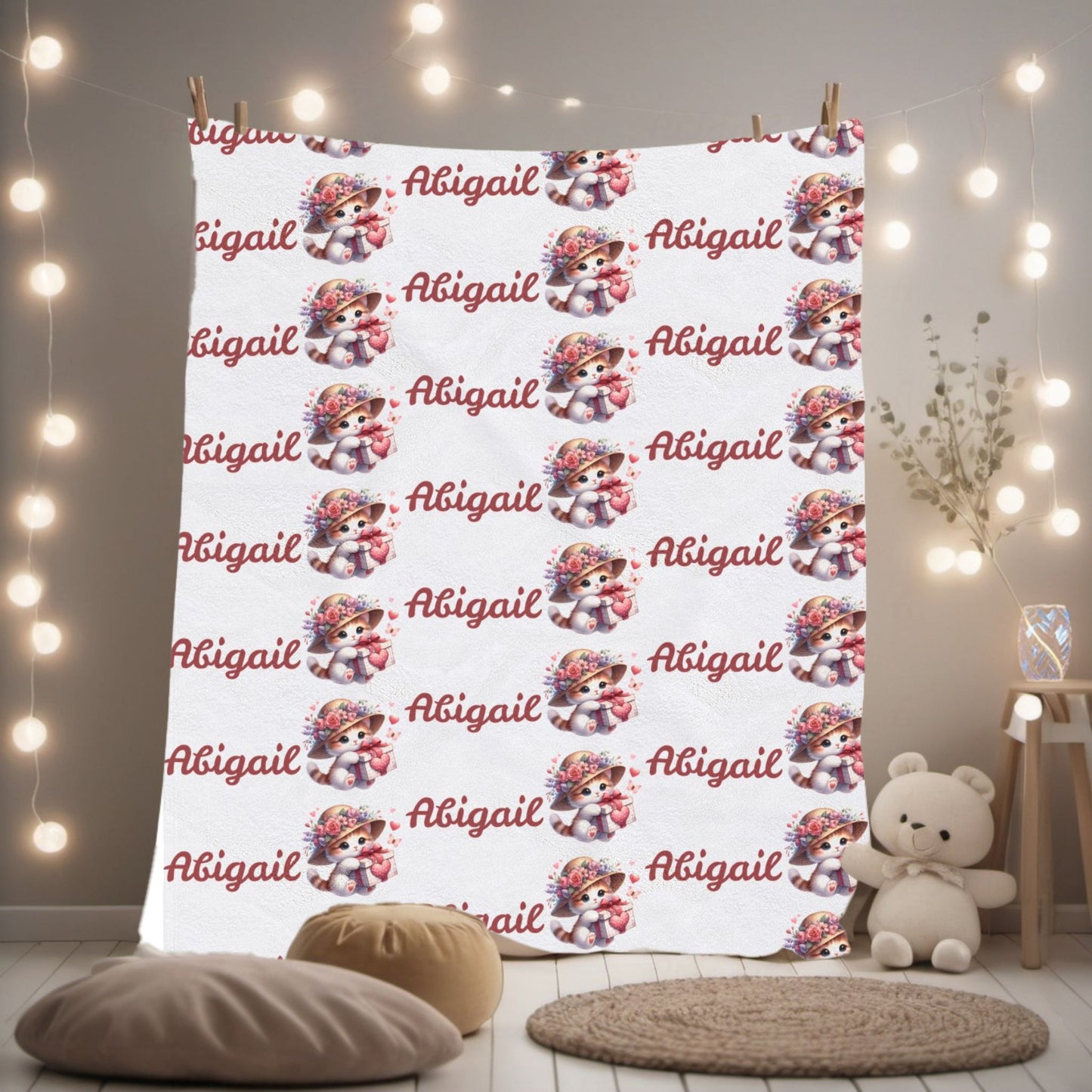 Personalized Velveteen Plush Blanket, Custom Name Throw, Cozy Home Decor, Gift for Kids, Nursery, Soft Blanket