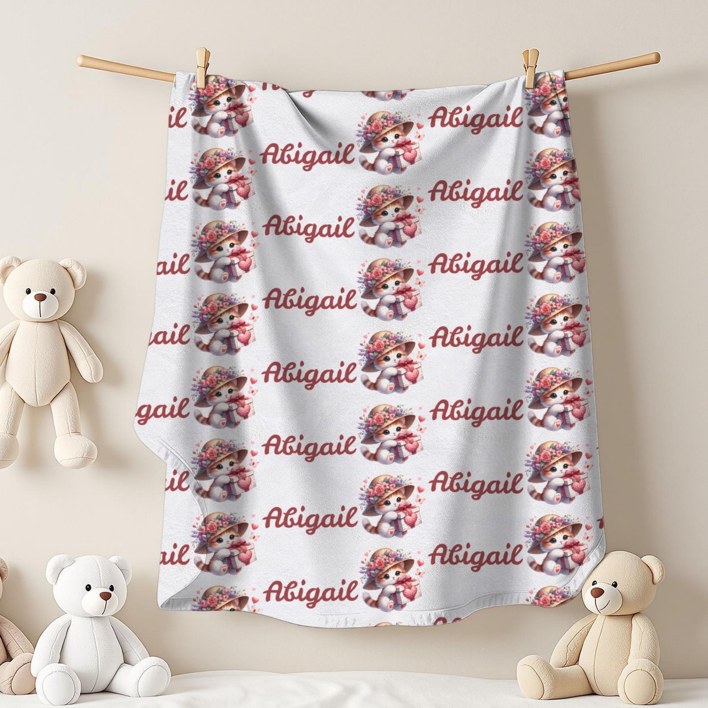 Personalized Velveteen Plush Blanket, Custom Name Throw, Cozy Home Decor, Gift for Kids, Nursery, Soft Blanket