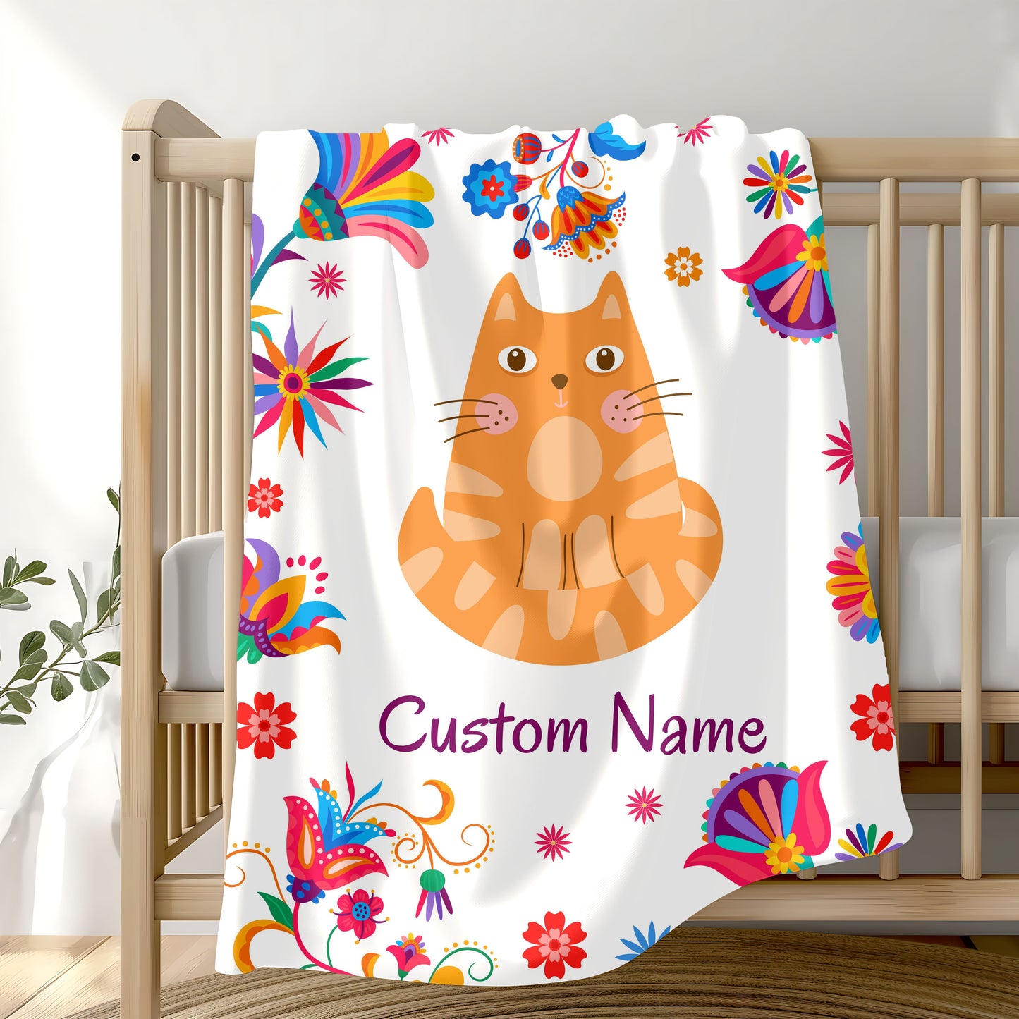 Custom Cat Velveteen Plush Blanket, Personalized Gift for Cat Lovers, Cozy Home Decor, Birthday, Holiday Blanket