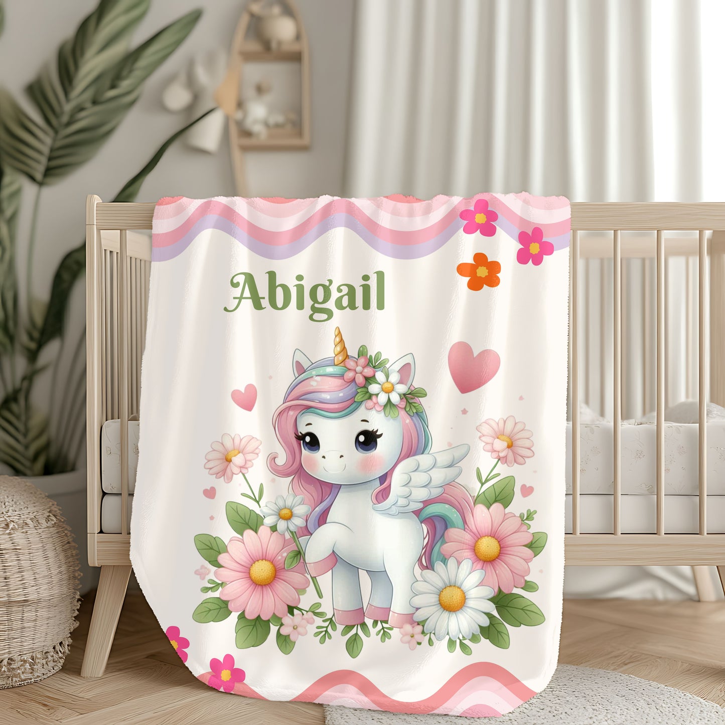 Personalized Unicorn Velveteen Plush Blanket, Cozy Kids Gift, Magical Nursery Decor, Cute Baby Blanket, Birthday and Holiday Present