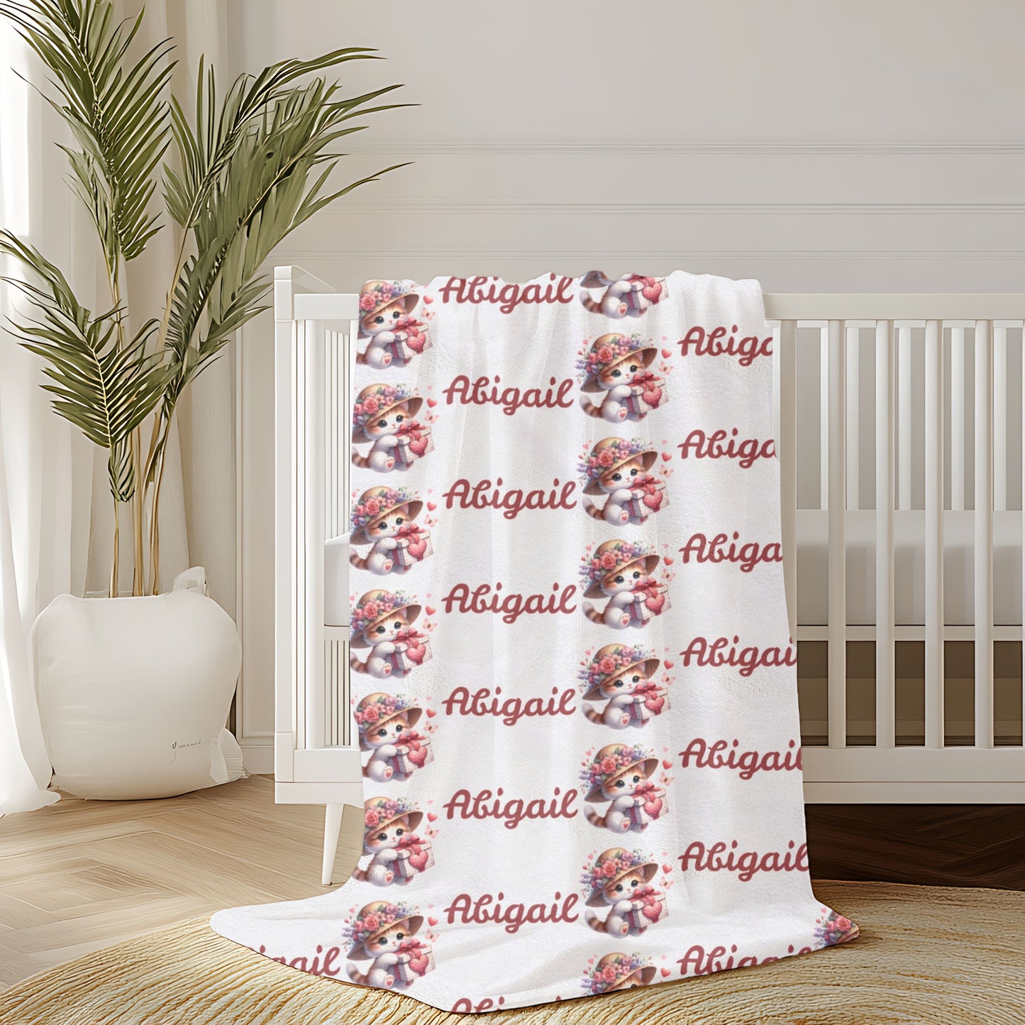 Personalized Velveteen Plush Blanket, Custom Name Throw, Cozy Home Decor, Gift for Kids, Nursery, Soft Blanket