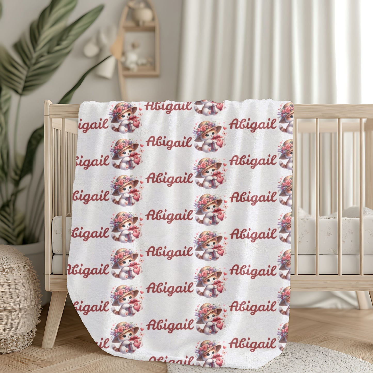 Personalized Velveteen Plush Blanket, Custom Name Throw, Cozy Home Decor, Gift for Kids, Nursery, Soft Blanket