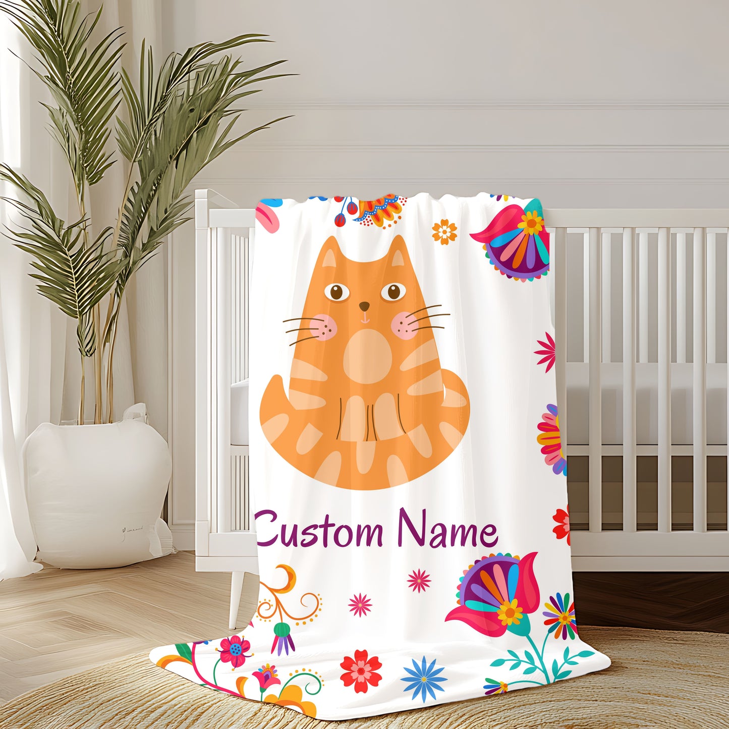Custom Cat Velveteen Plush Blanket, Personalized Gift for Cat Lovers, Cozy Home Decor, Birthday, Holiday Blanket