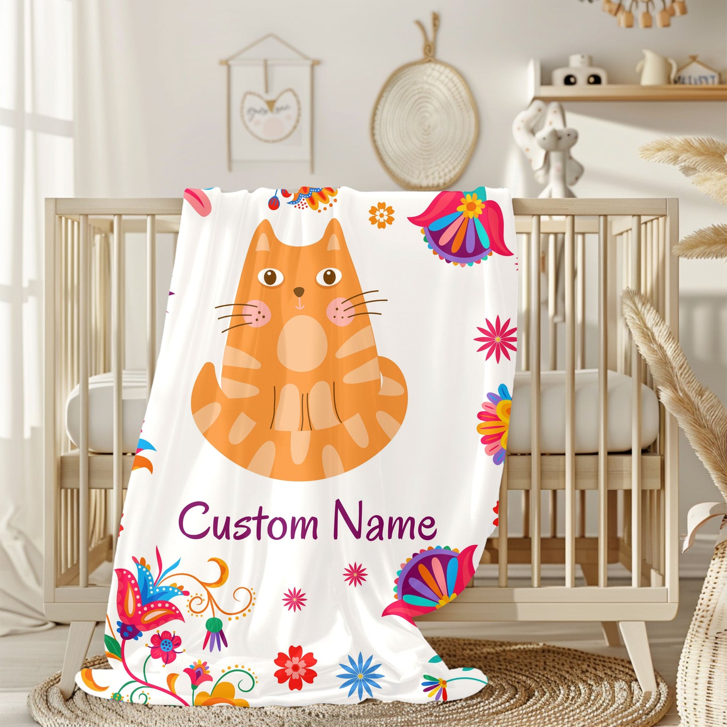 Custom Cat Velveteen Plush Blanket, Personalized Gift for Cat Lovers, Cozy Home Decor, Birthday, Holiday Blanket