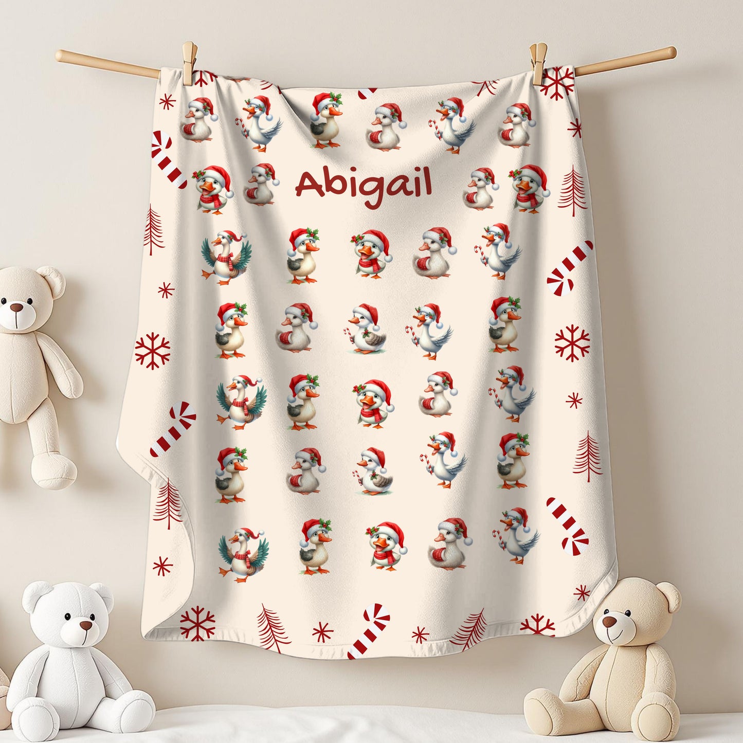 Personalized Christmas Plush Blanket, Cozy Holiday Throw, Custom Name Blanket, Unique Gift Idea, Winter Decor