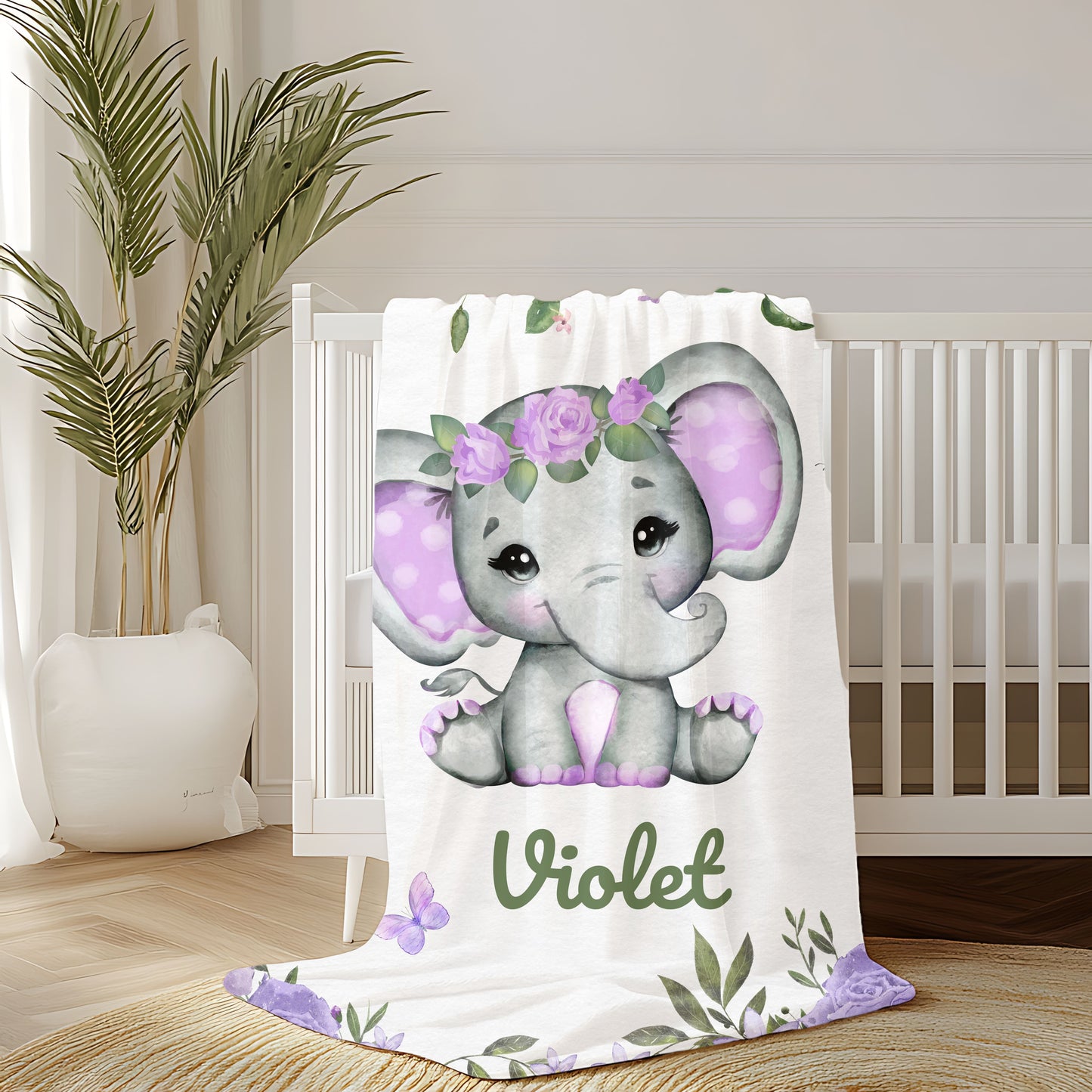 Adorable Elephant Plush Blanket for Kids, Personalized Baby Blanket, Nursery Decor, Soft Comfy Gifts, Toddler Comforter