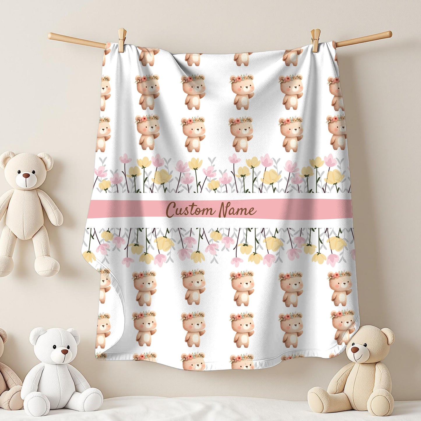 Personalized Velveteen Plush Blanket for Kids, Baby Shower Gift, Nursery Decor, Cozy Throw, Custom Name Blanket