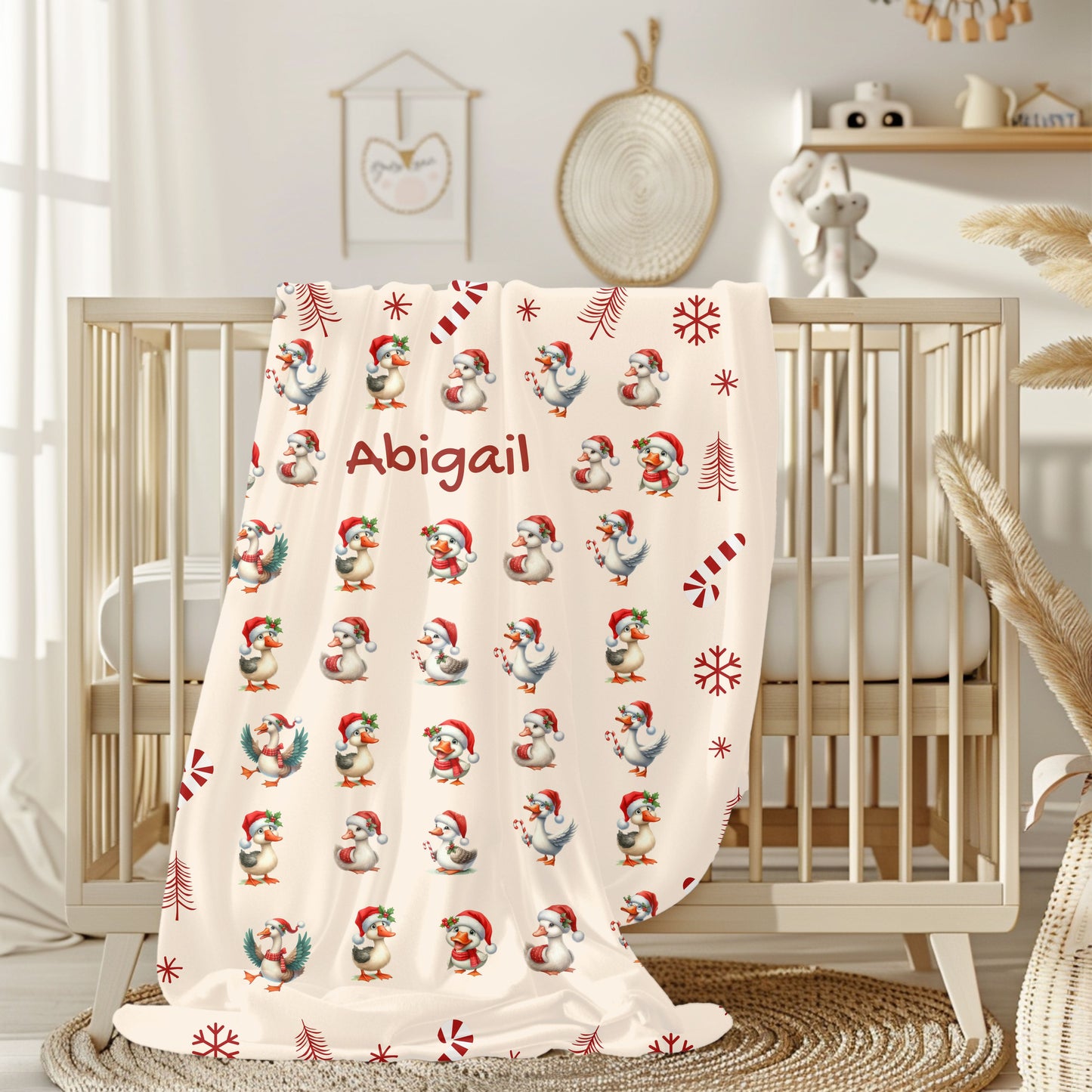 Personalized Christmas Plush Blanket, Cozy Holiday Throw, Custom Name Blanket, Unique Gift Idea, Winter Decor